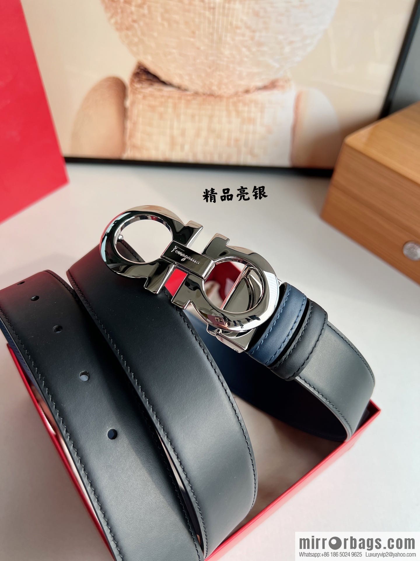 Ferragamo Ferragamo, Men's 3.5cm Boutique Metal Buckle Imported Double-Sided First Cowhide Belt