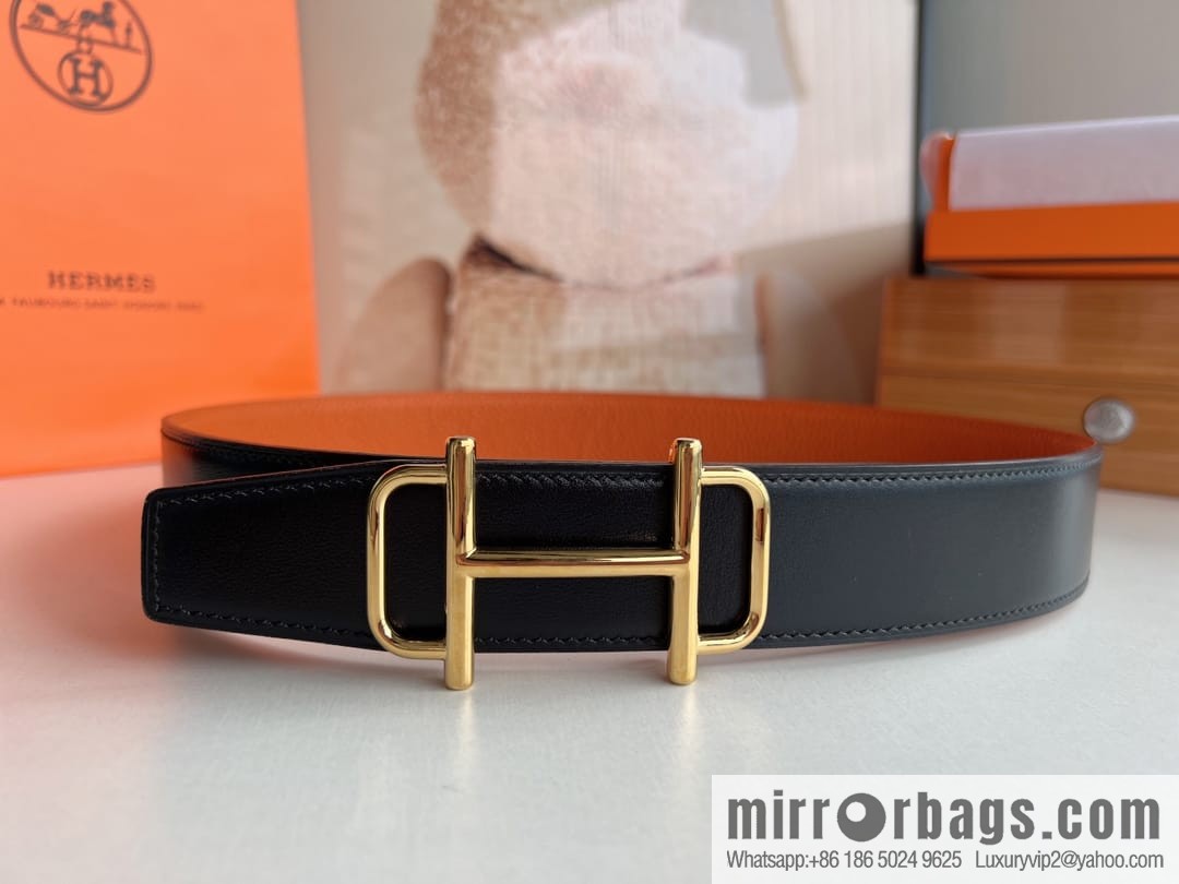 Hermes Hermes, the latest bottom leather at the counter, men's double-sided leather belt 38mm