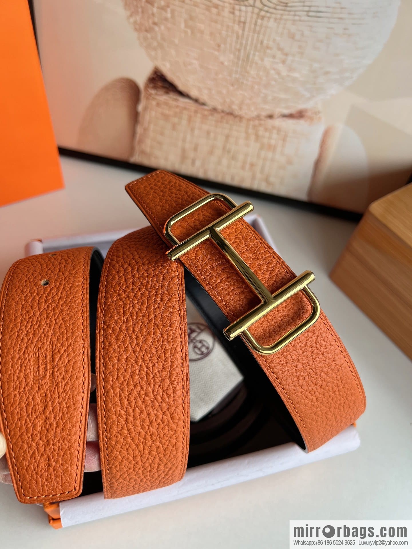 Hermes Hermes, the latest bottom leather at the counter, men's double-sided leather belt 38mm