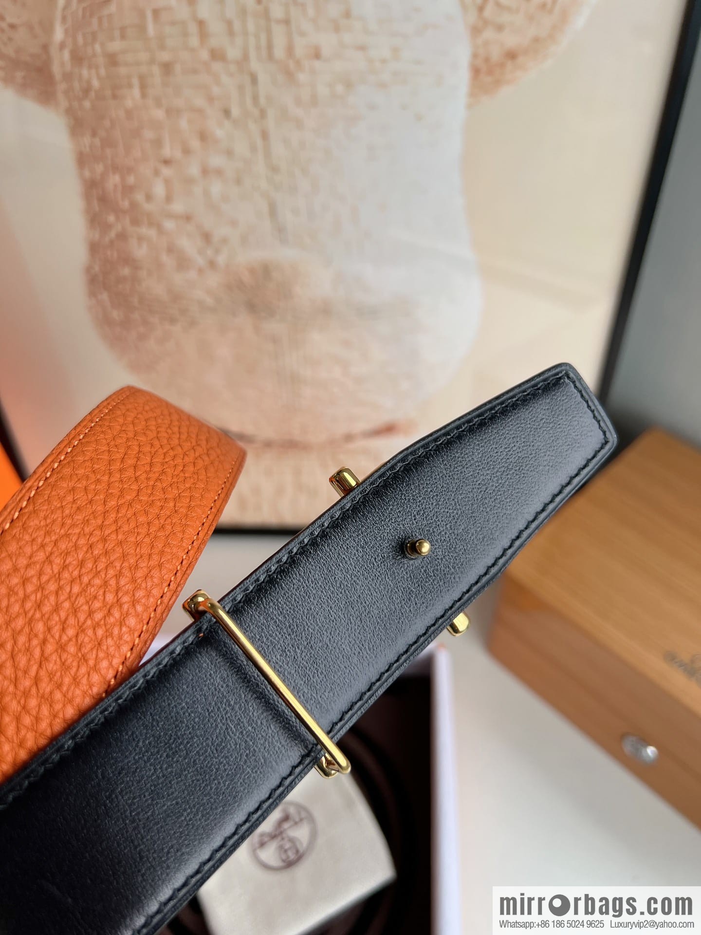 Hermes Hermes, the latest bottom leather at the counter, men's double-sided leather belt 38mm