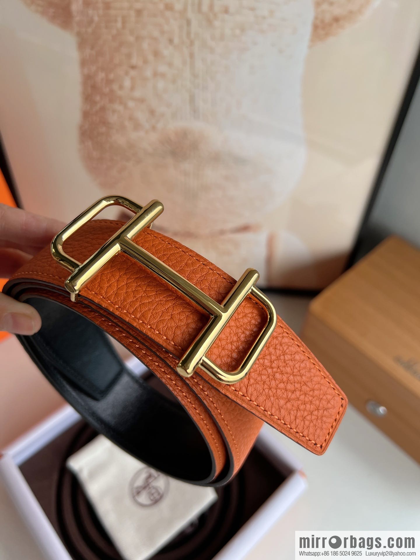 Hermes Hermes, the latest bottom leather at the counter, men's double-sided leather belt 38mm