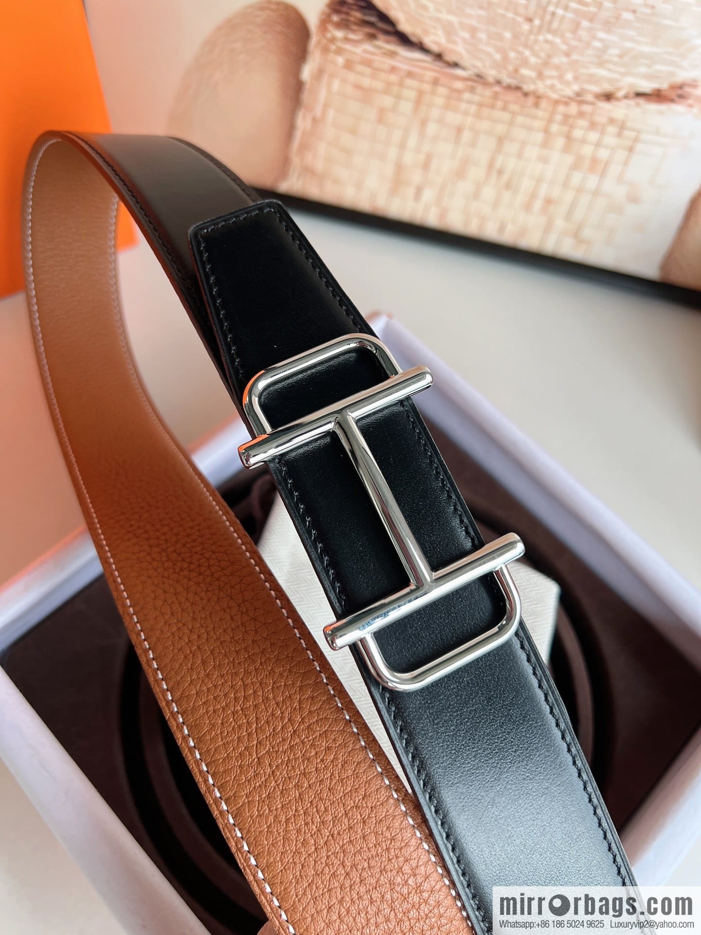 Hermes Hermes, the latest bottom leather at the counter, men's double-sided leather belt 38mm