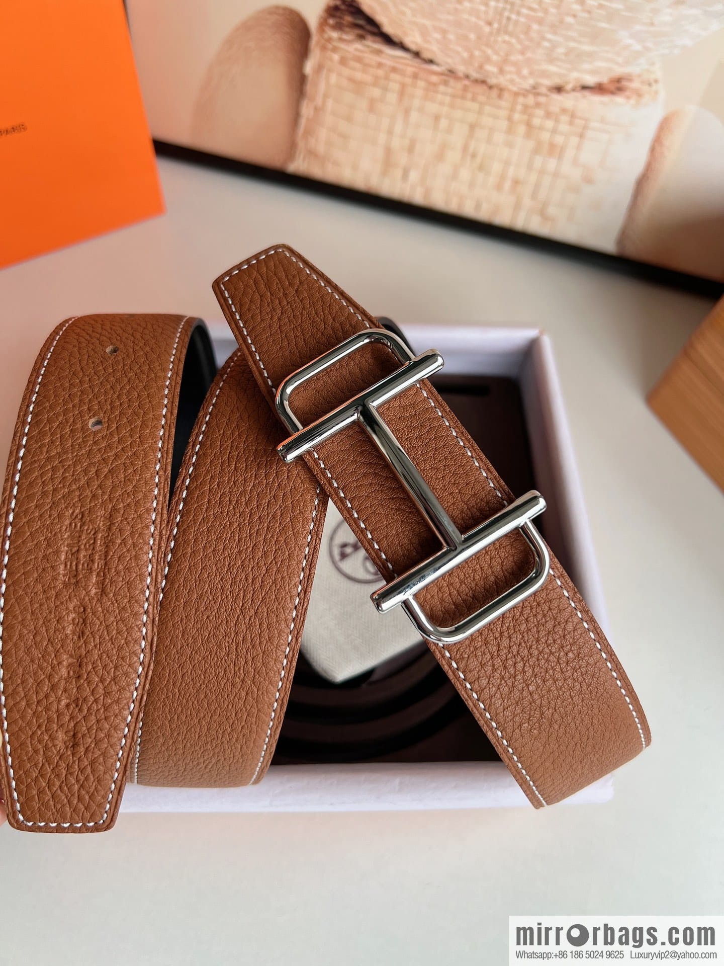 Hermes Hermes, the latest bottom leather at the counter, men's double-sided leather belt 38mm