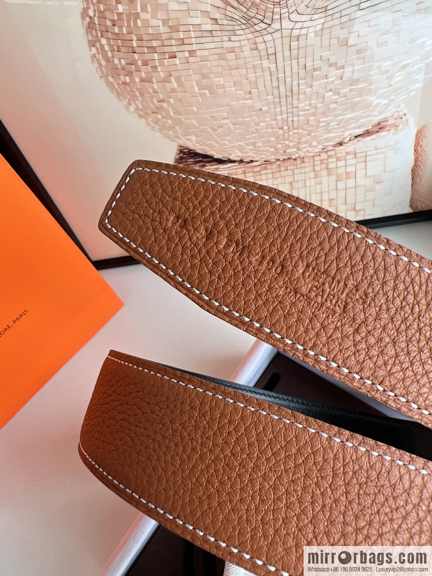Hermes Hermes, the latest bottom leather at the counter, men's double-sided leather belt 38mm
