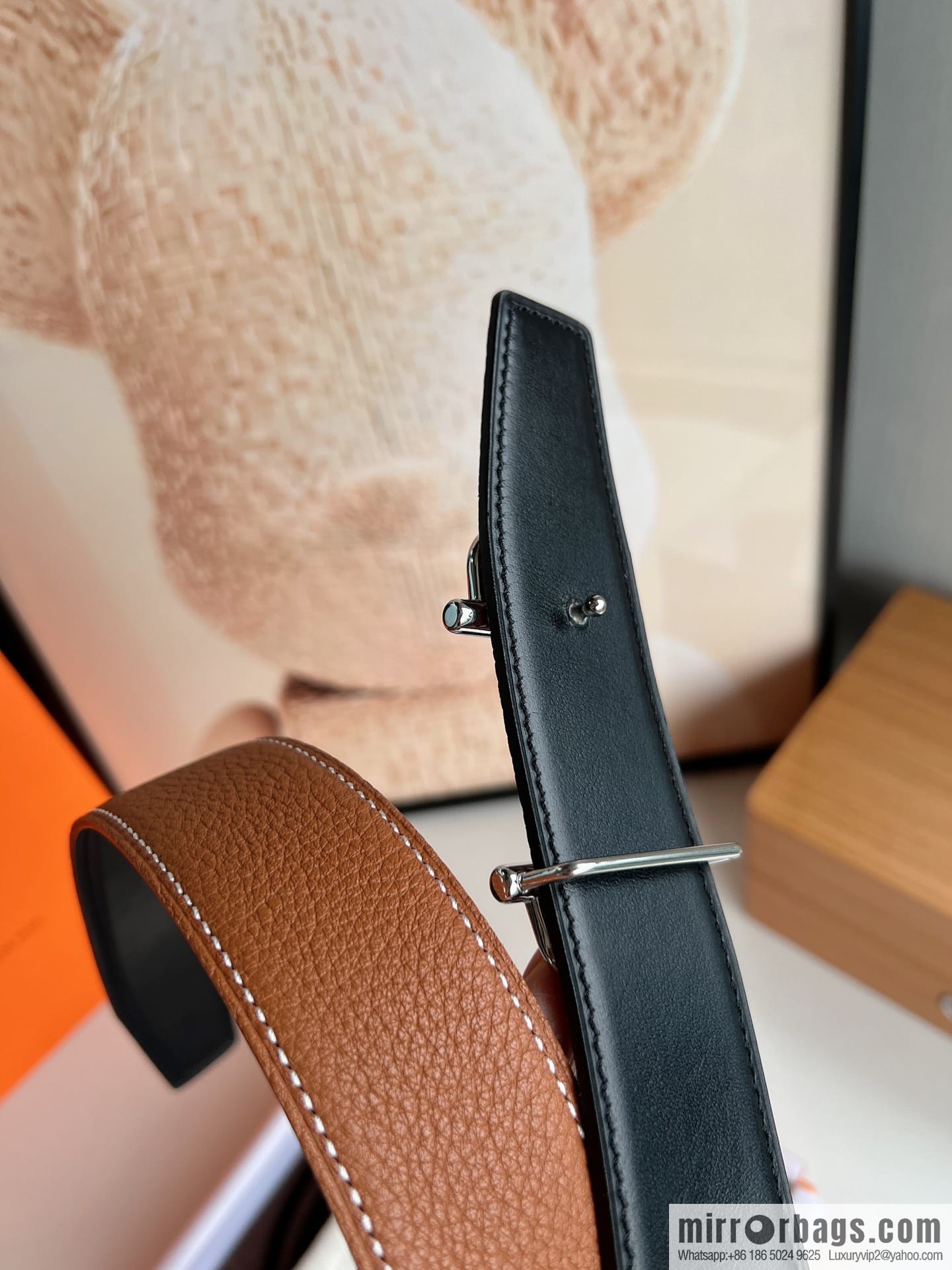 Hermes Hermes, the latest bottom leather at the counter, men's double-sided leather belt 38mm