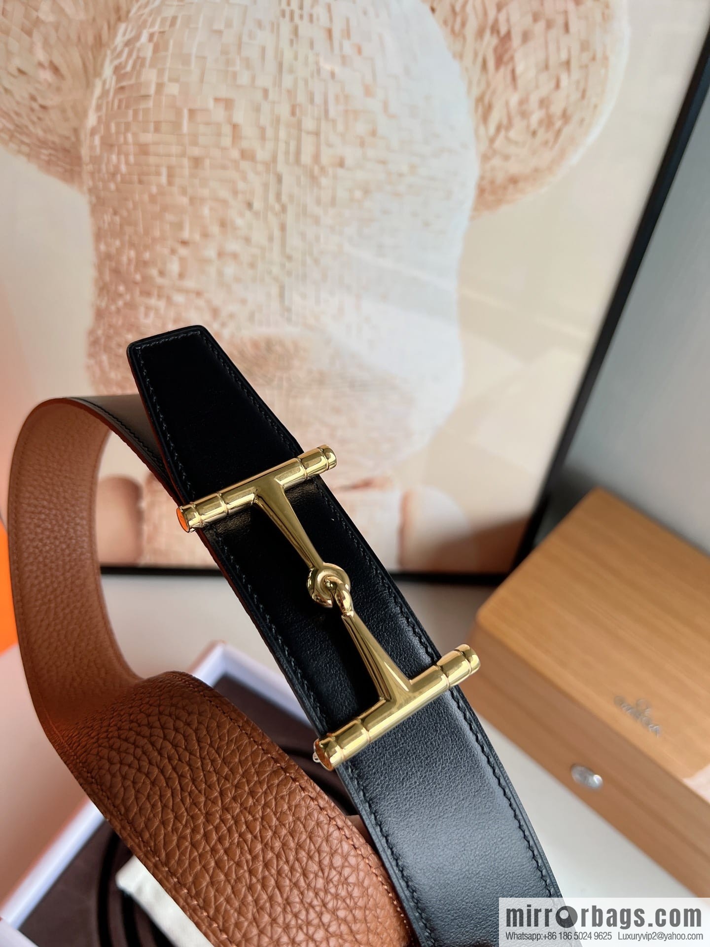 Hermes Hermes, the latest bottom leather at the counter, men's double-sided leather belt 38mm
