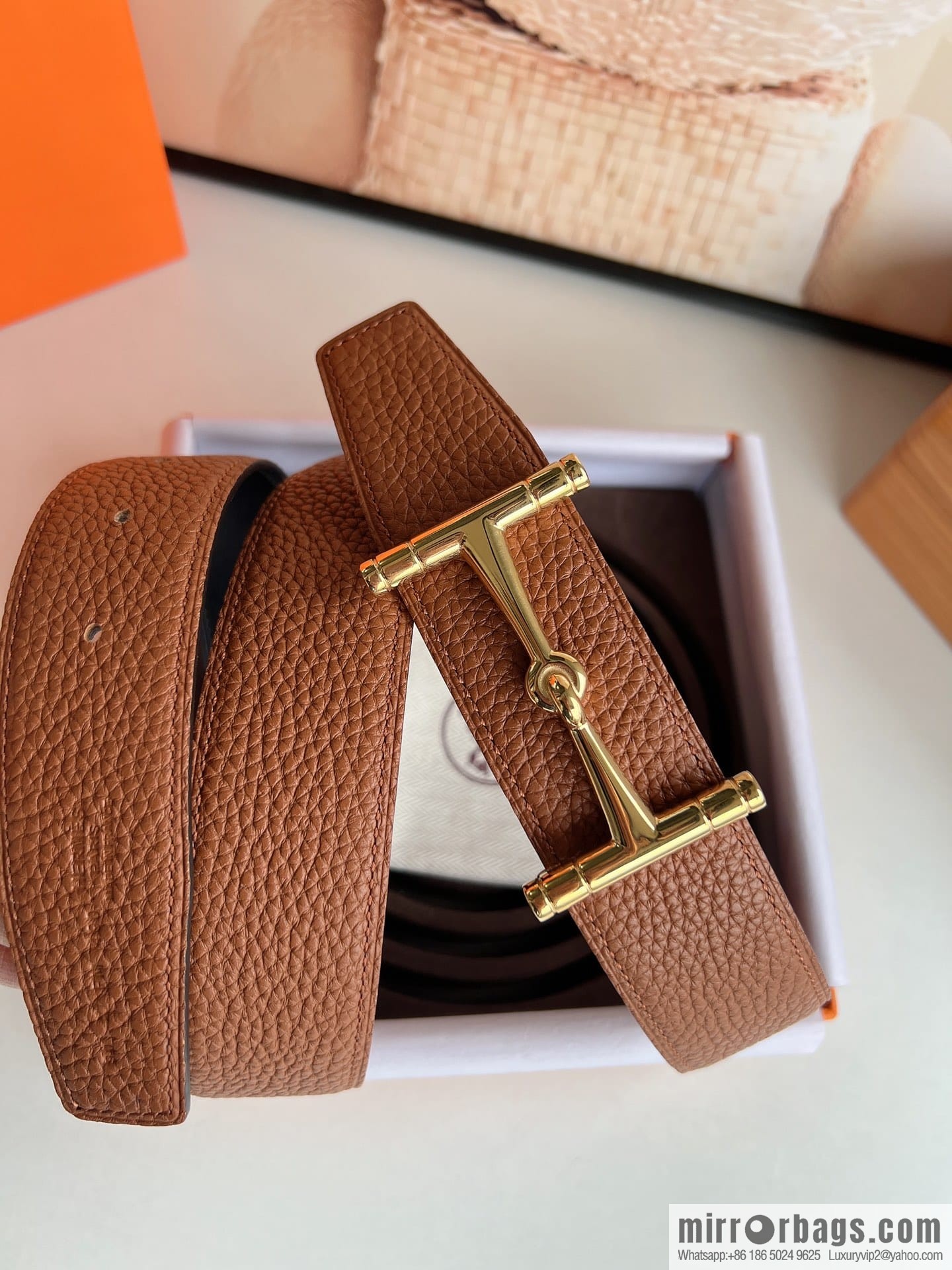 Hermes Hermes, the latest bottom leather at the counter, men's double-sided leather belt 38mm