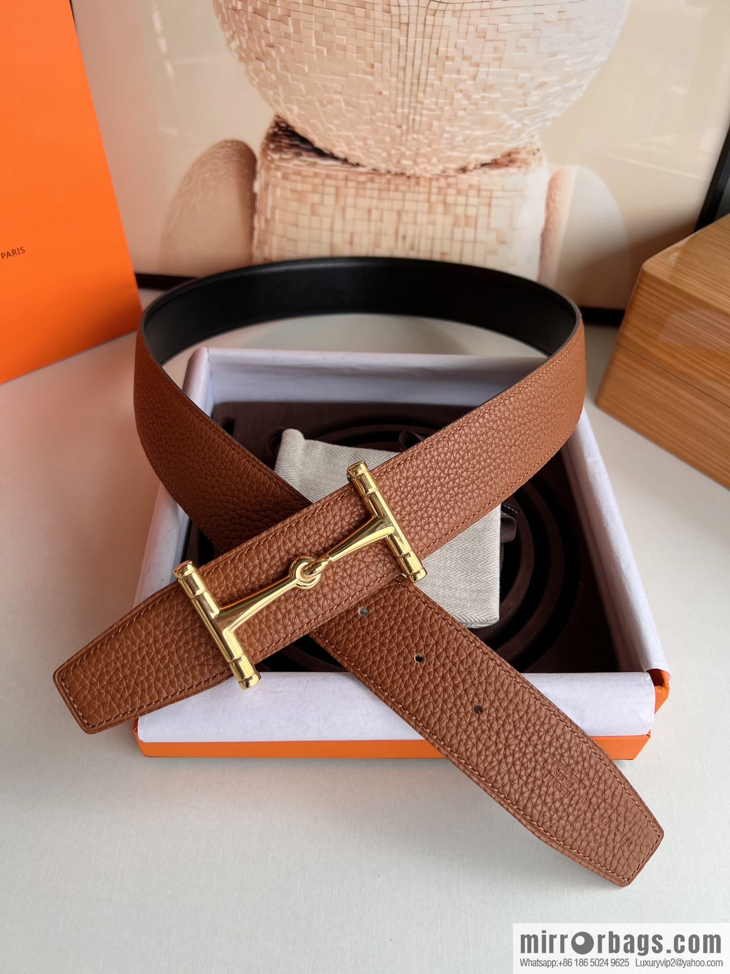 Hermes Hermes, the latest bottom leather at the counter, men's double-sided leather belt 38mm