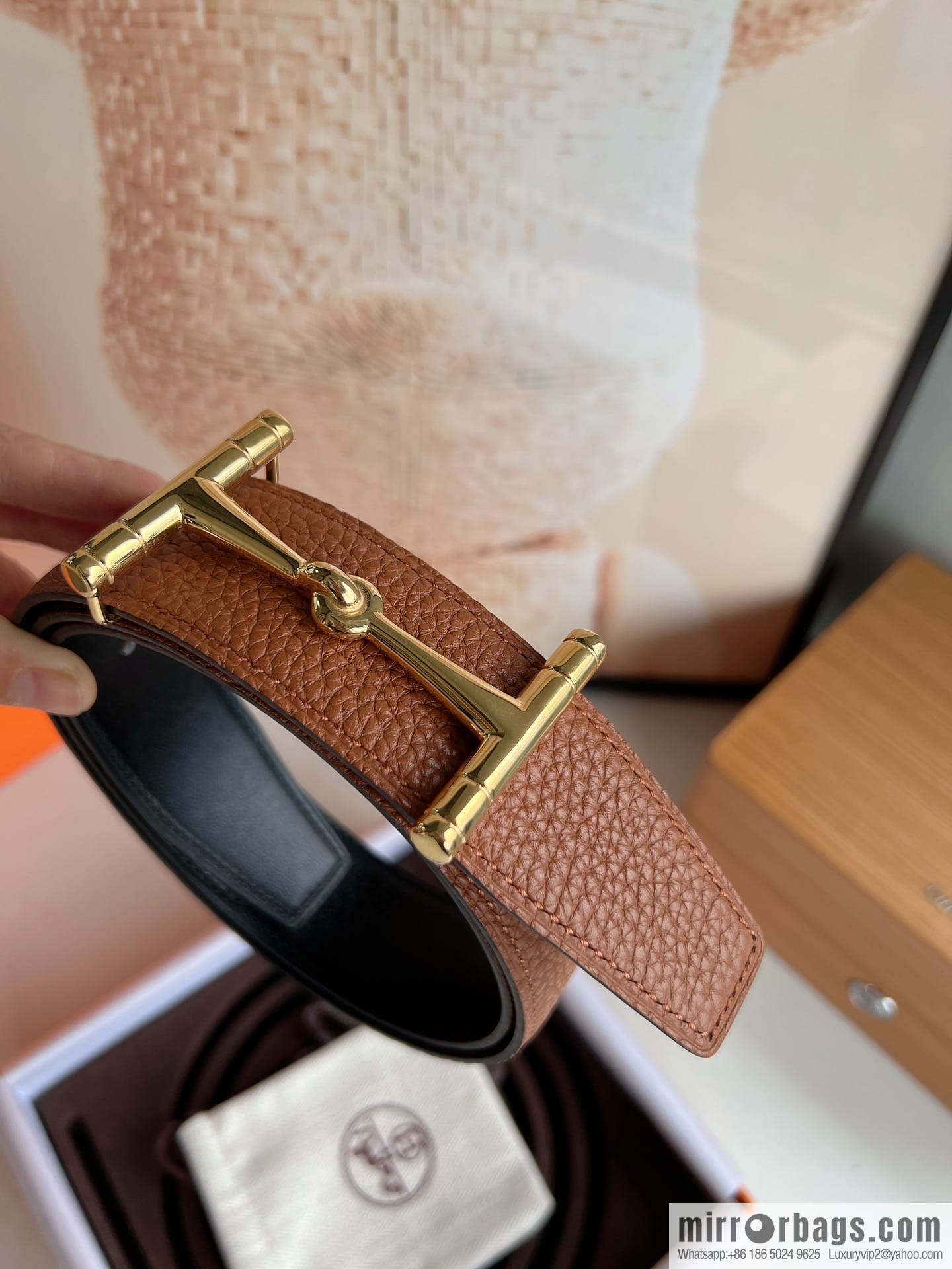 Hermes Hermes, the latest bottom leather at the counter, men's double-sided leather belt 38mm