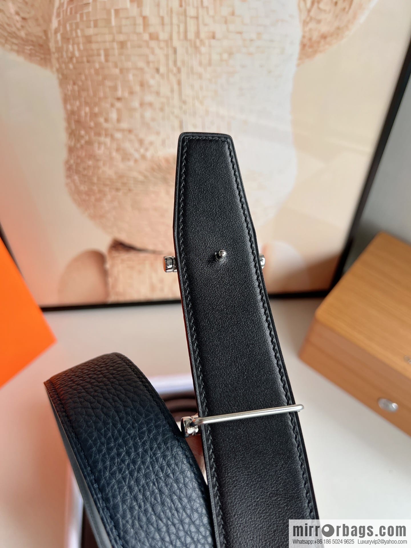 Hermes Hermes, the latest bottom leather at the counter, men's double-sided leather belt 38mm