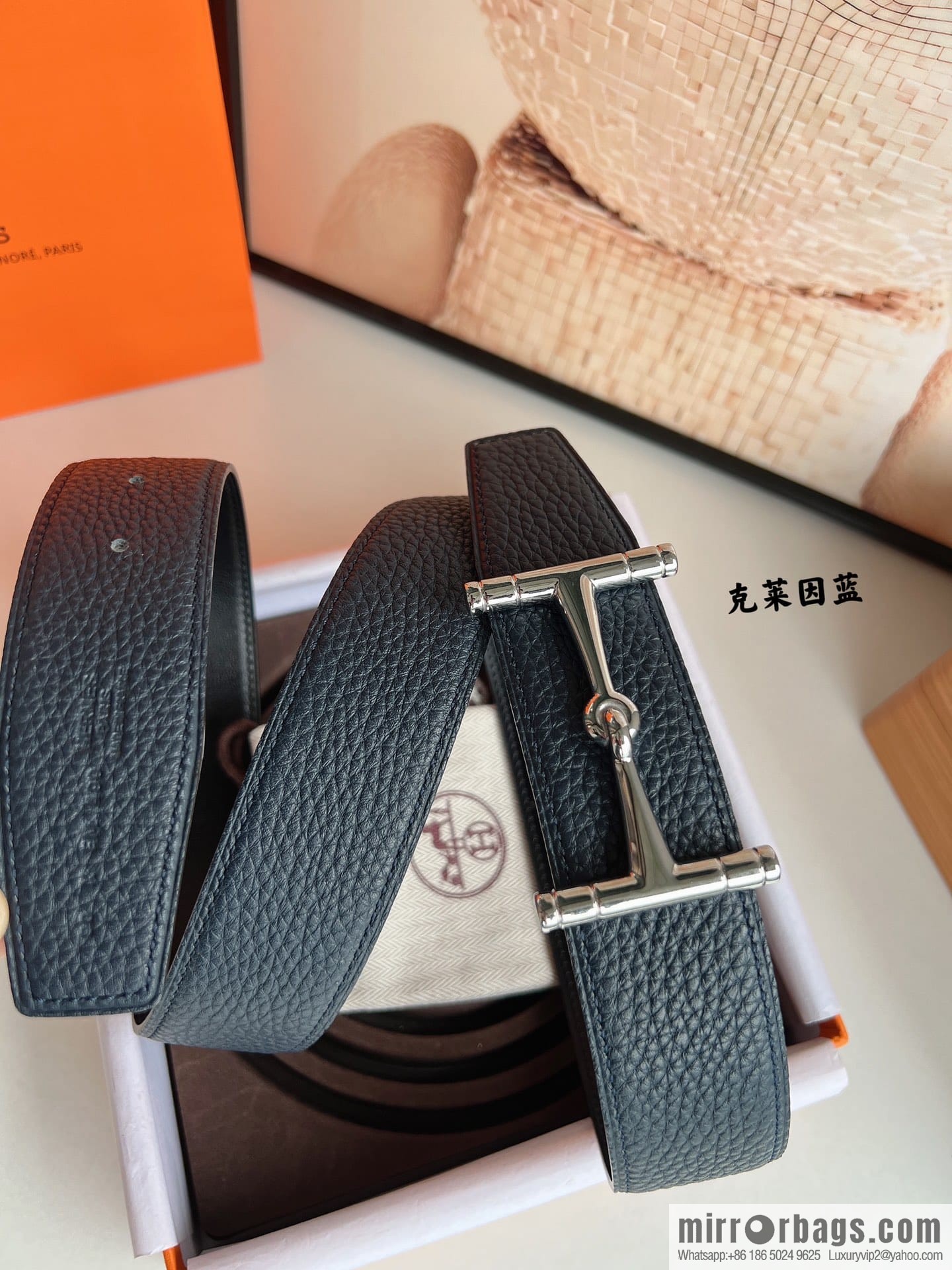 Hermes Hermes, the latest bottom leather at the counter, men's double-sided leather belt 38mm