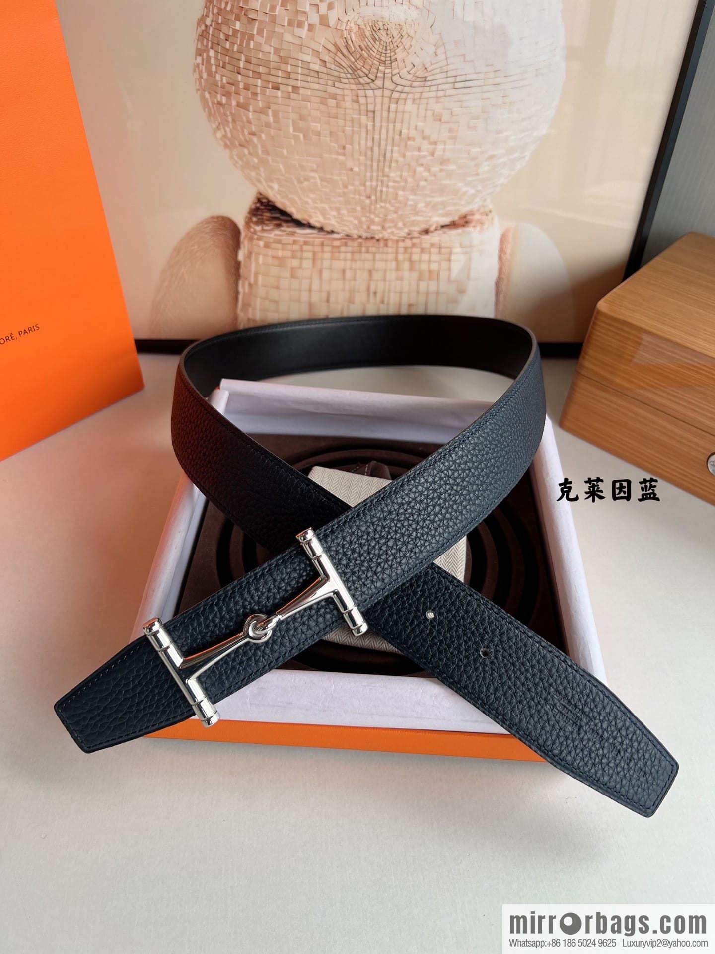 Hermes Hermes, the latest bottom leather at the counter, men's double-sided leather belt 38mm