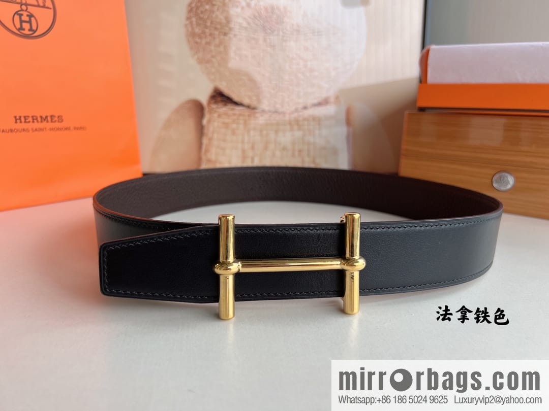 Hermes Hermes, the latest bottom leather at the counter, men's double-sided leather belt 38mm