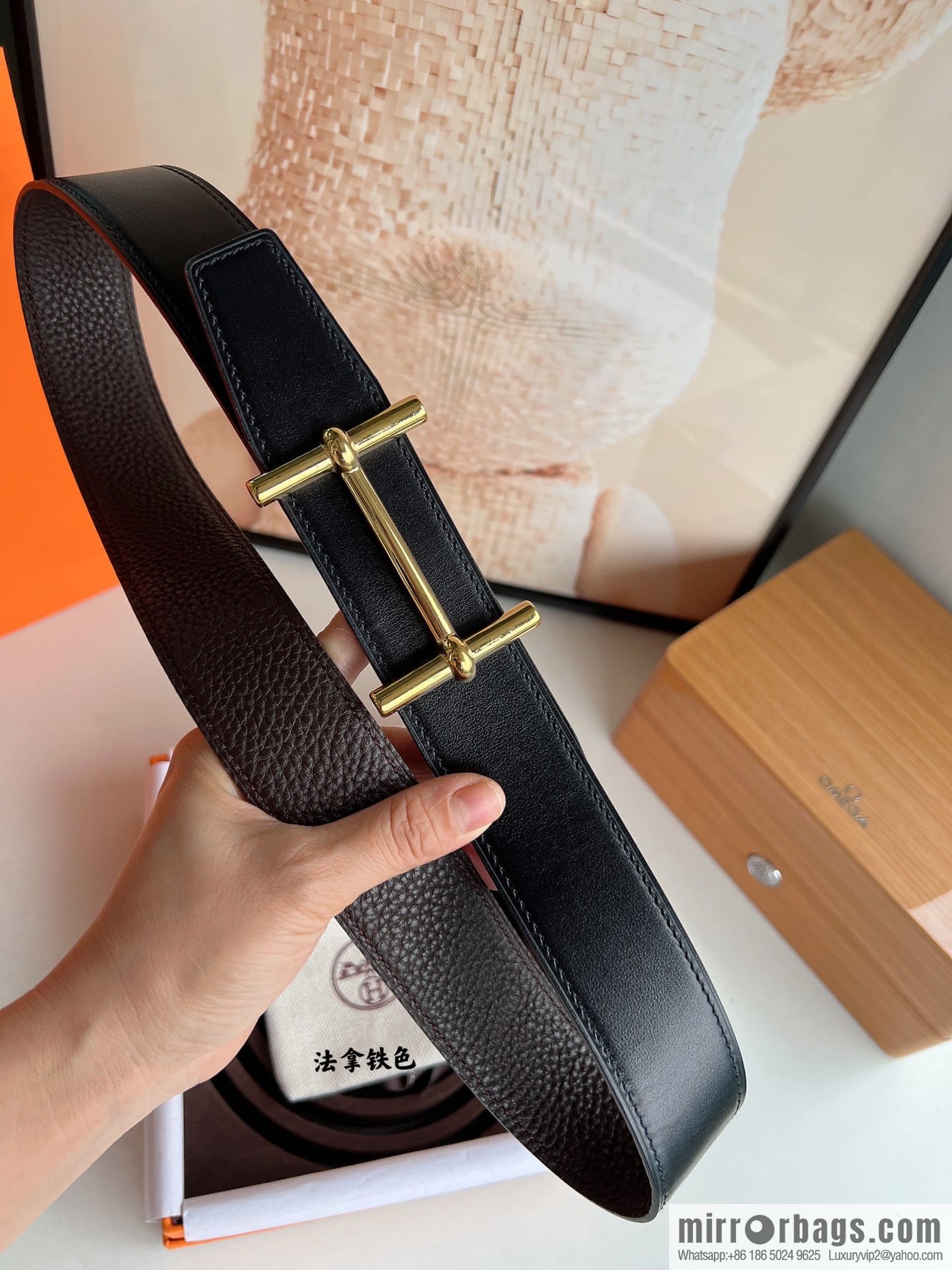 Hermes Hermes, the latest bottom leather at the counter, men's double-sided leather belt 38mm