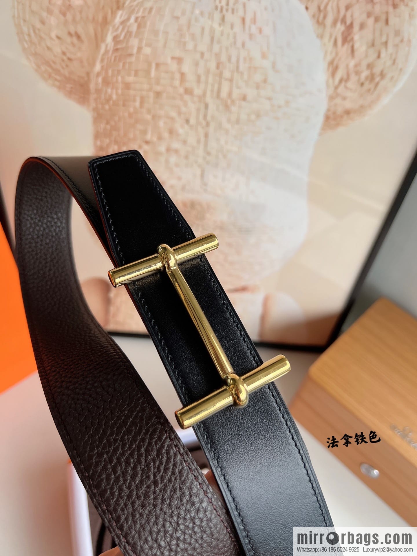 Hermes Hermes, the latest bottom leather at the counter, men's double-sided leather belt 38mm