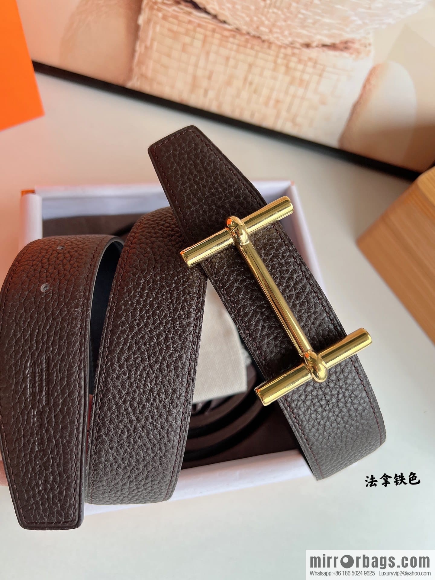 Hermes Hermes, the latest bottom leather at the counter, men's double-sided leather belt 38mm