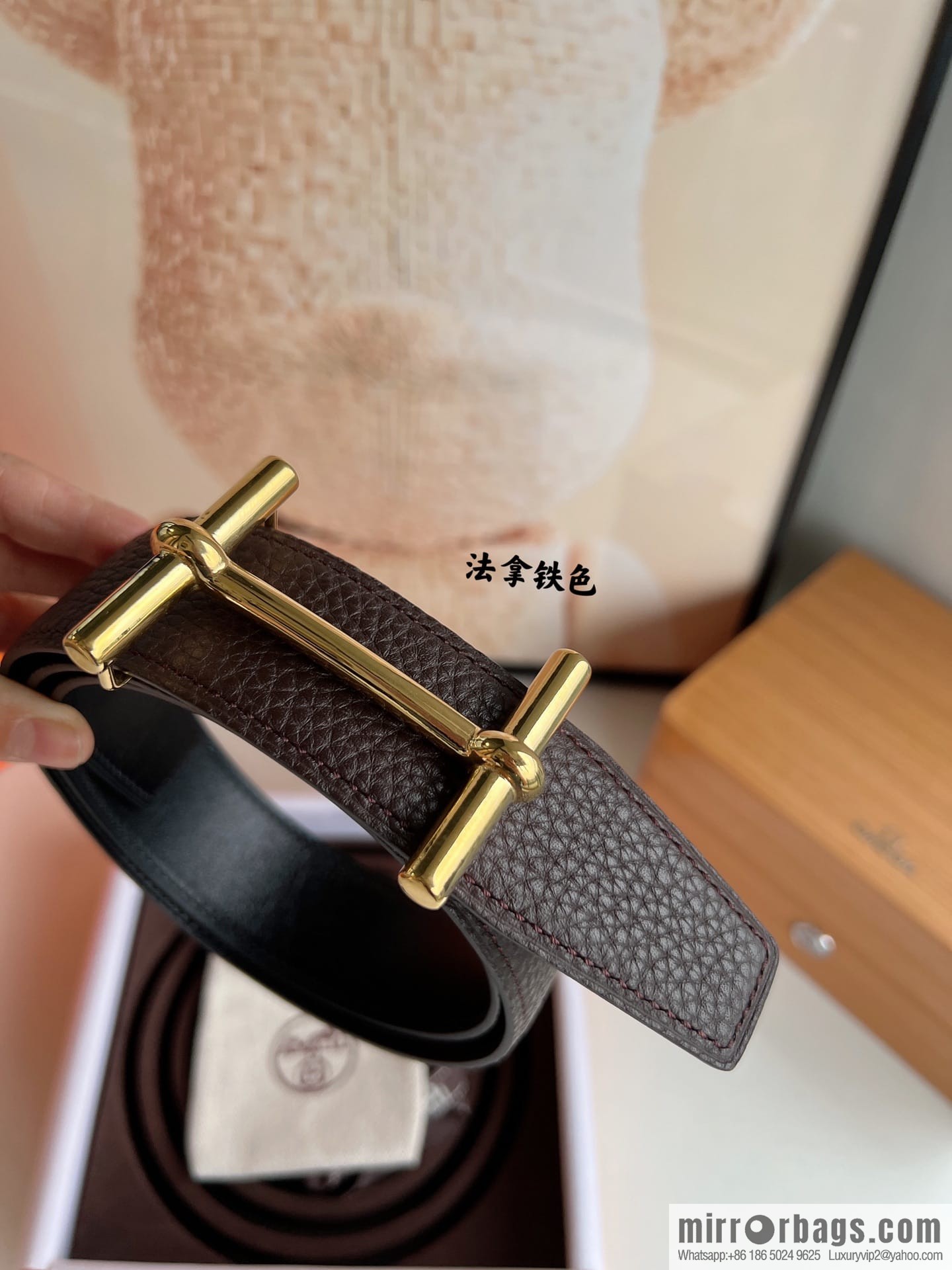 Hermes Hermes, the latest bottom leather at the counter, men's double-sided leather belt 38mm