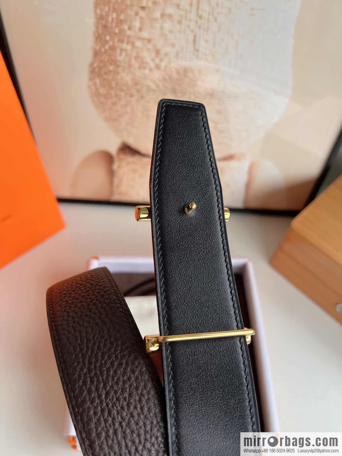 Hermes Hermes, the latest bottom leather at the counter, men's double-sided leather belt 38mm