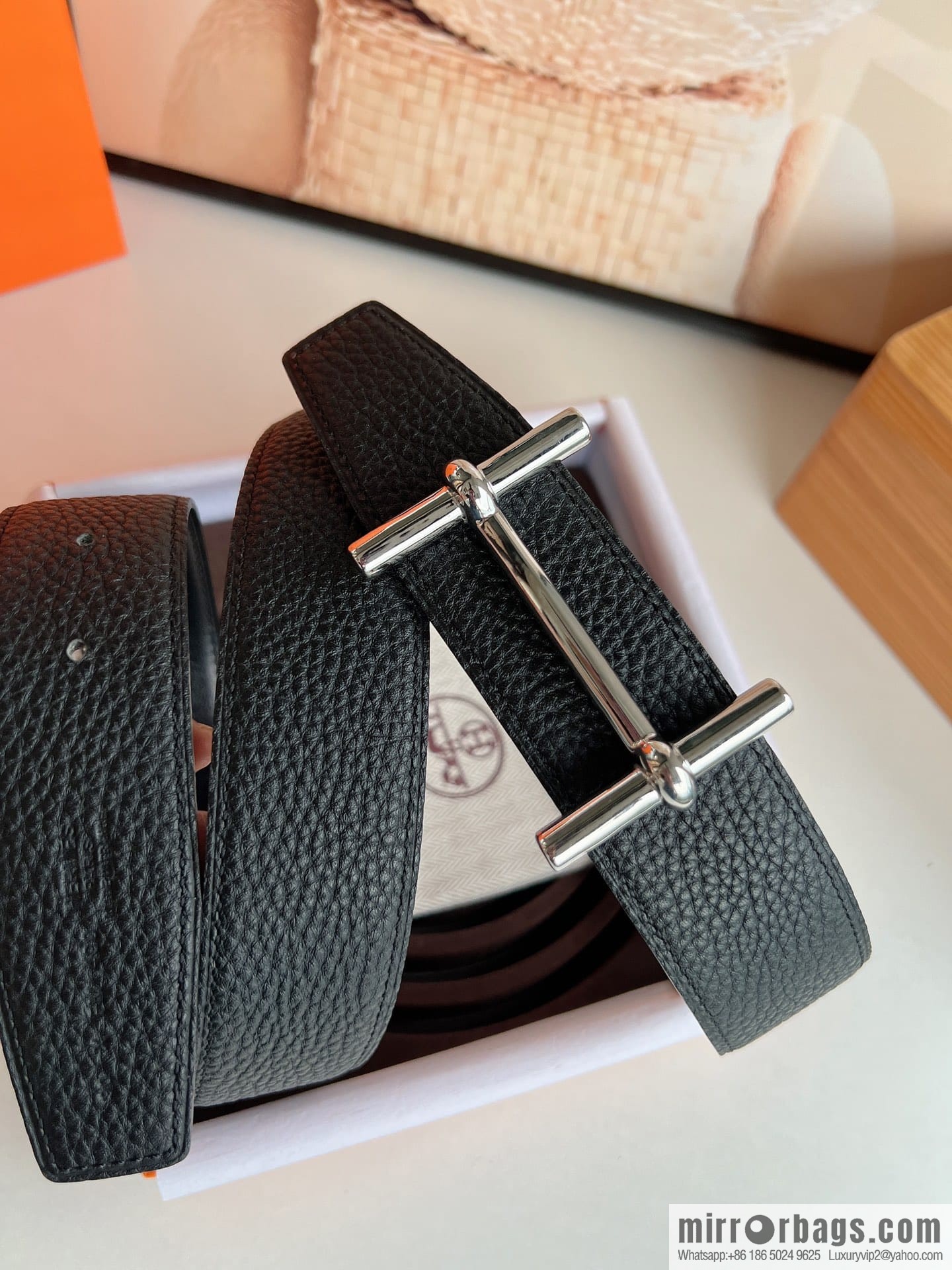 Hermes Hermes, the latest bottom leather at the counter, men's double-sided leather belt 38mm