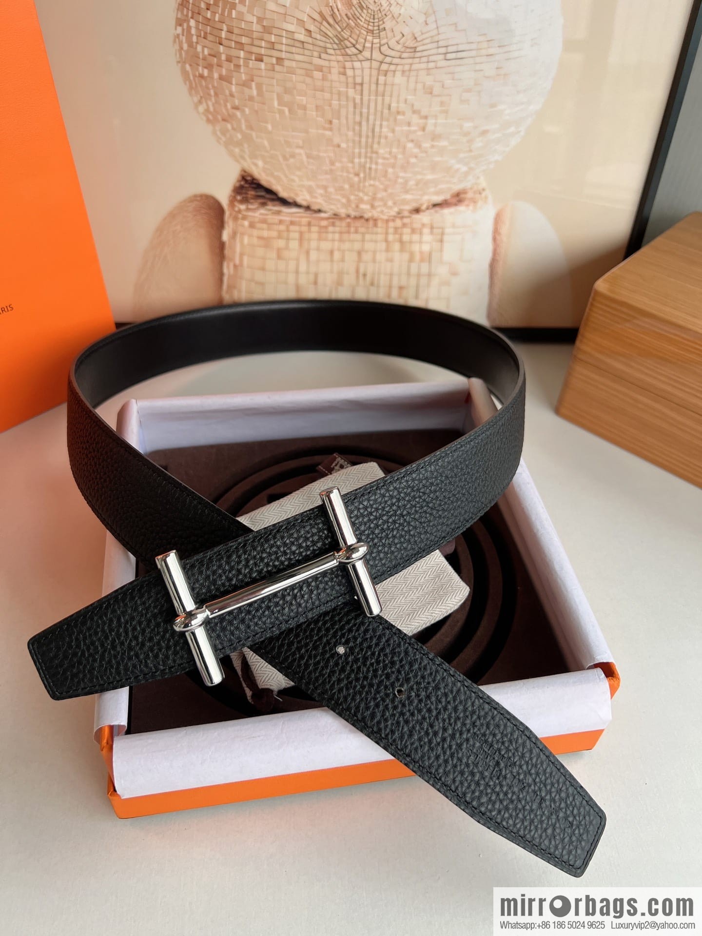 Hermes Hermes, the latest bottom leather at the counter, men's double-sided leather belt 38mm
