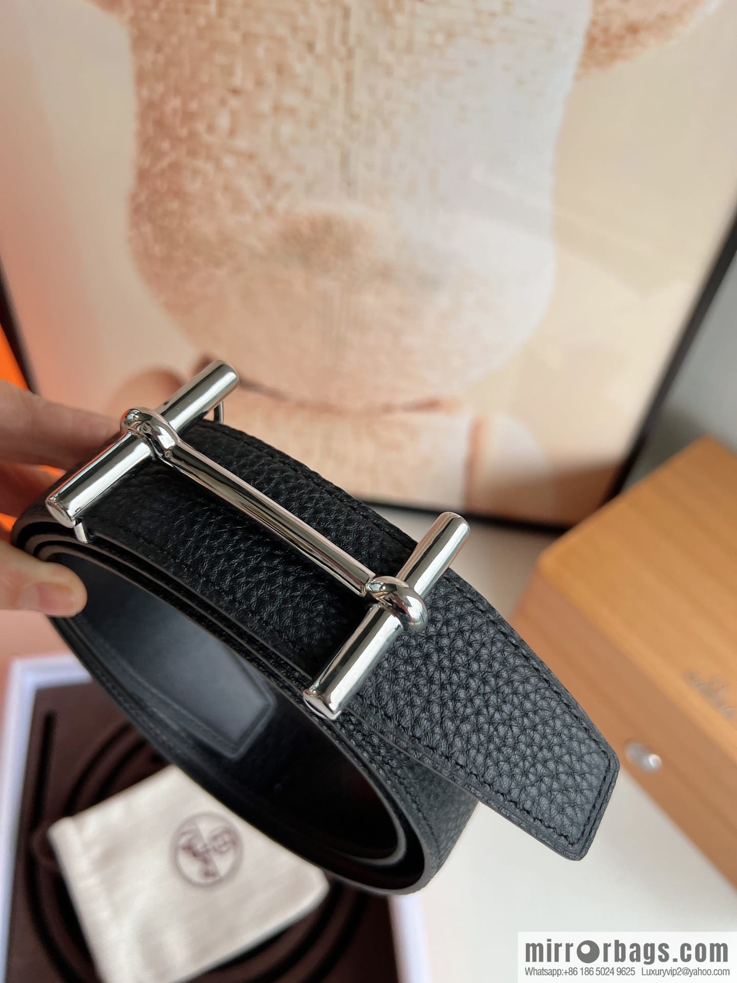 Hermes Hermes, the latest bottom leather at the counter, men's double-sided leather belt 38mm