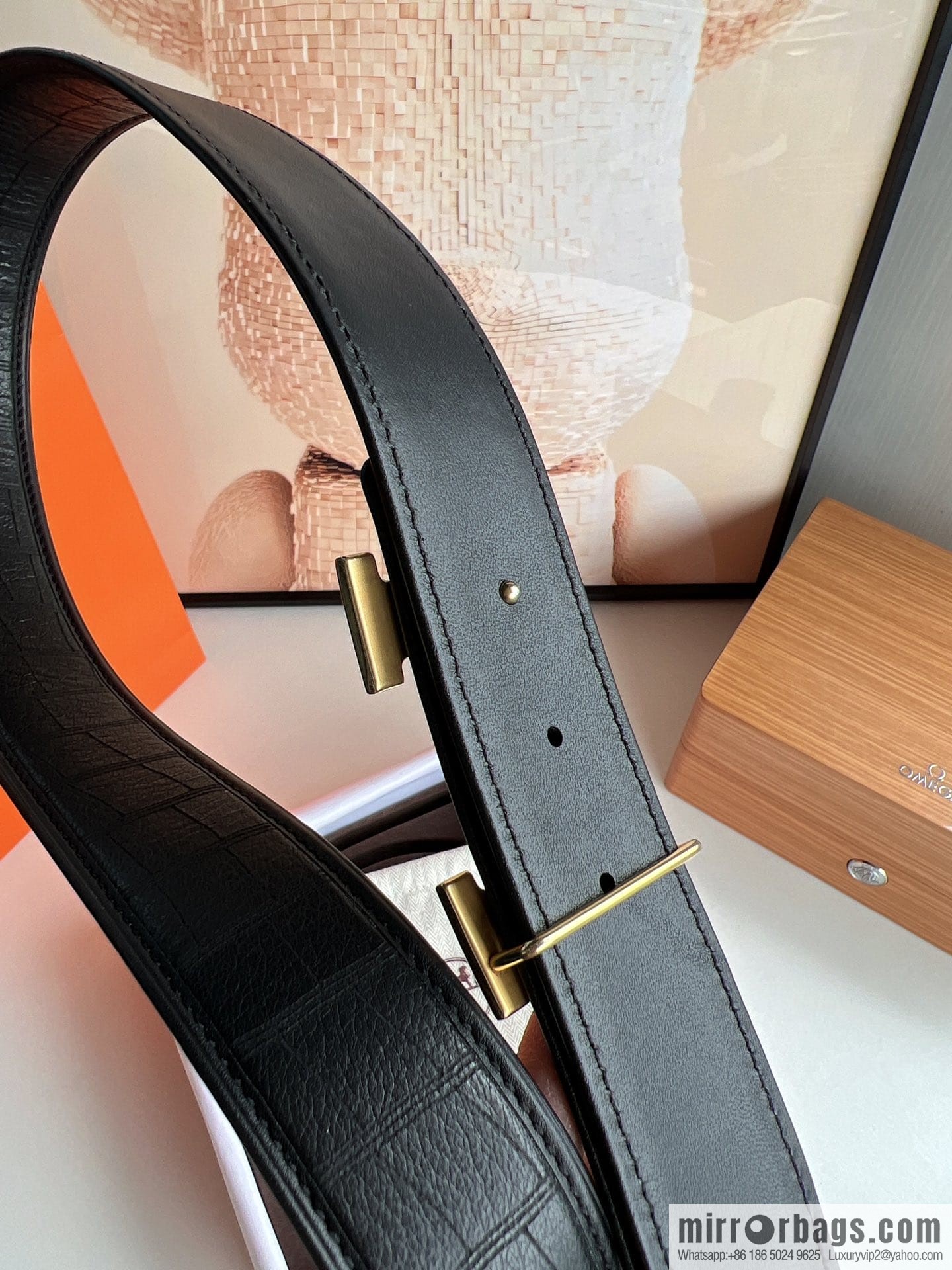 Hermes Hermes, men's 3.8cm stainless steel H inlaid diamond buckle belt