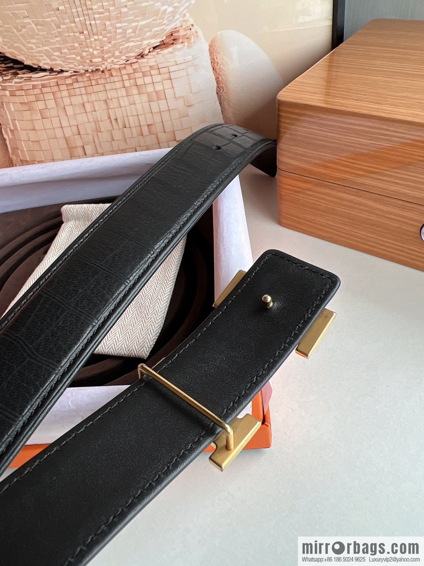 Hermes Hermes, men's 3.8cm stainless steel H inlaid diamond buckle belt