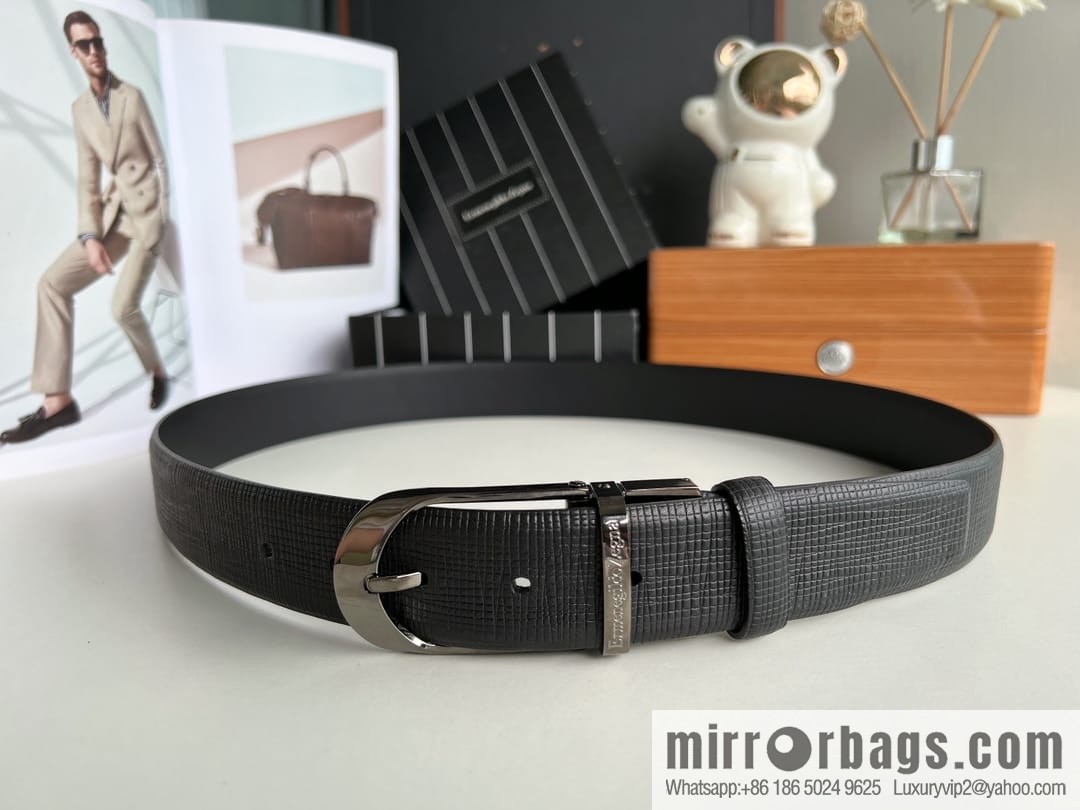 Ermengildo. Zein Italian Zegna Men's Imported Cowhide Cross Textured Belt 3.5cm