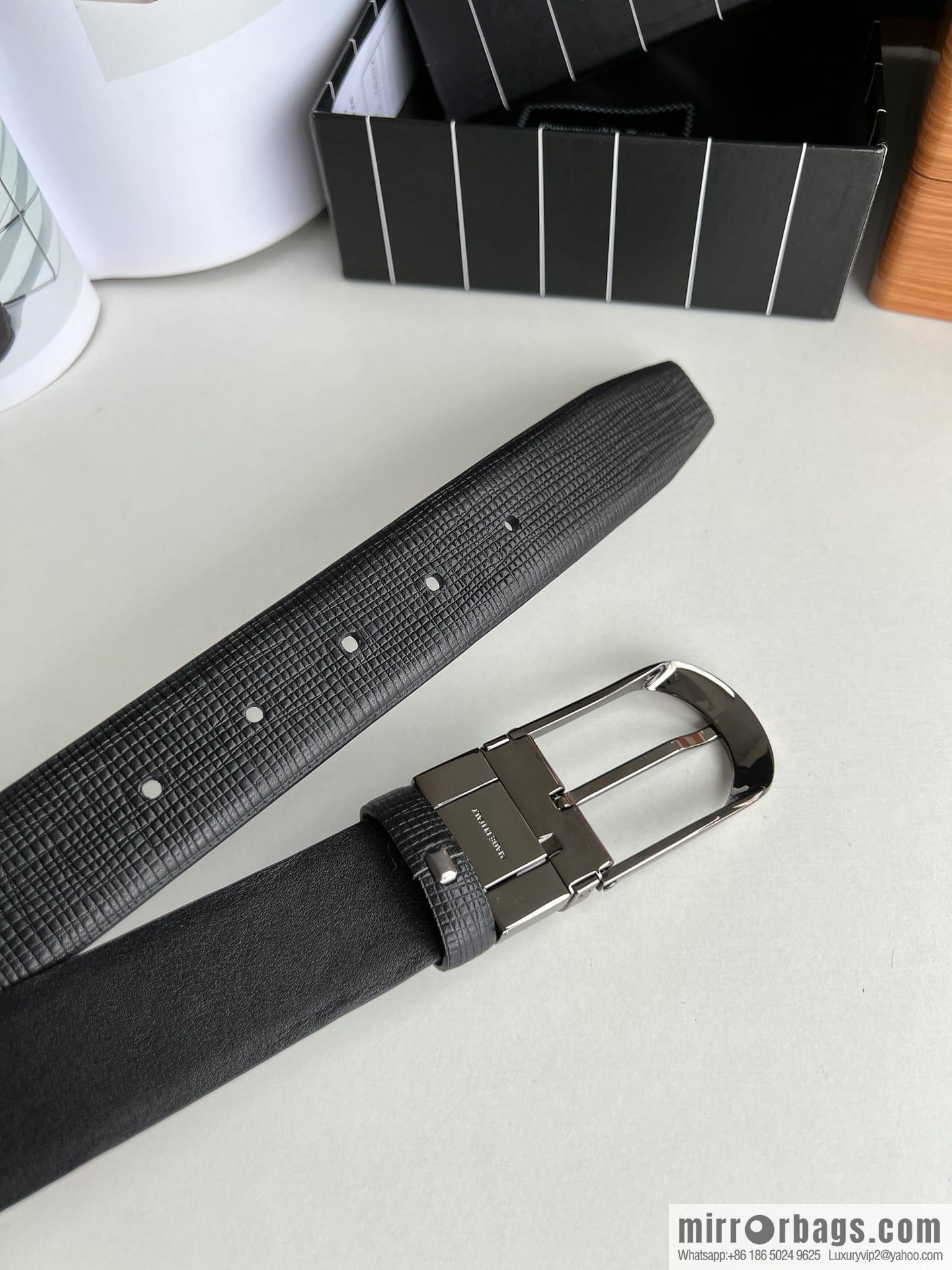 Ermengildo. Zein Italian Zegna Men's Imported Cowhide Cross Textured Belt 3.5cm