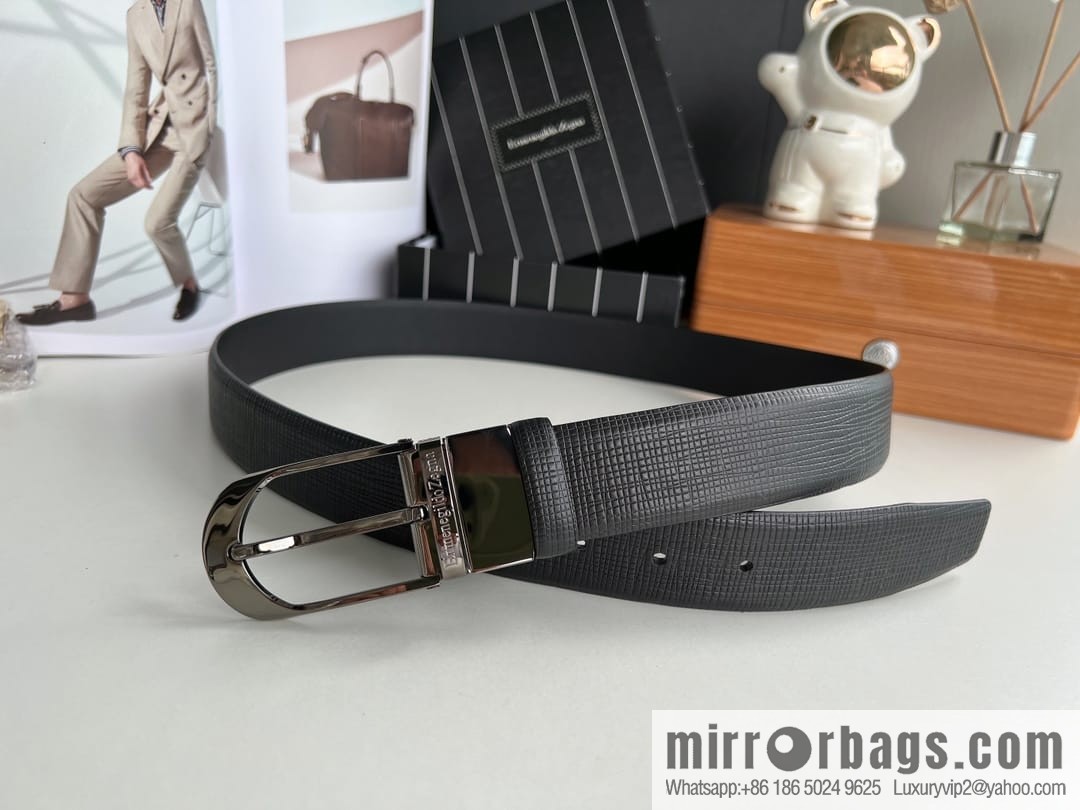 Ermengildo. Zein Italian Zegna Men's Imported Cowhide Cross Textured Belt 3.5cm