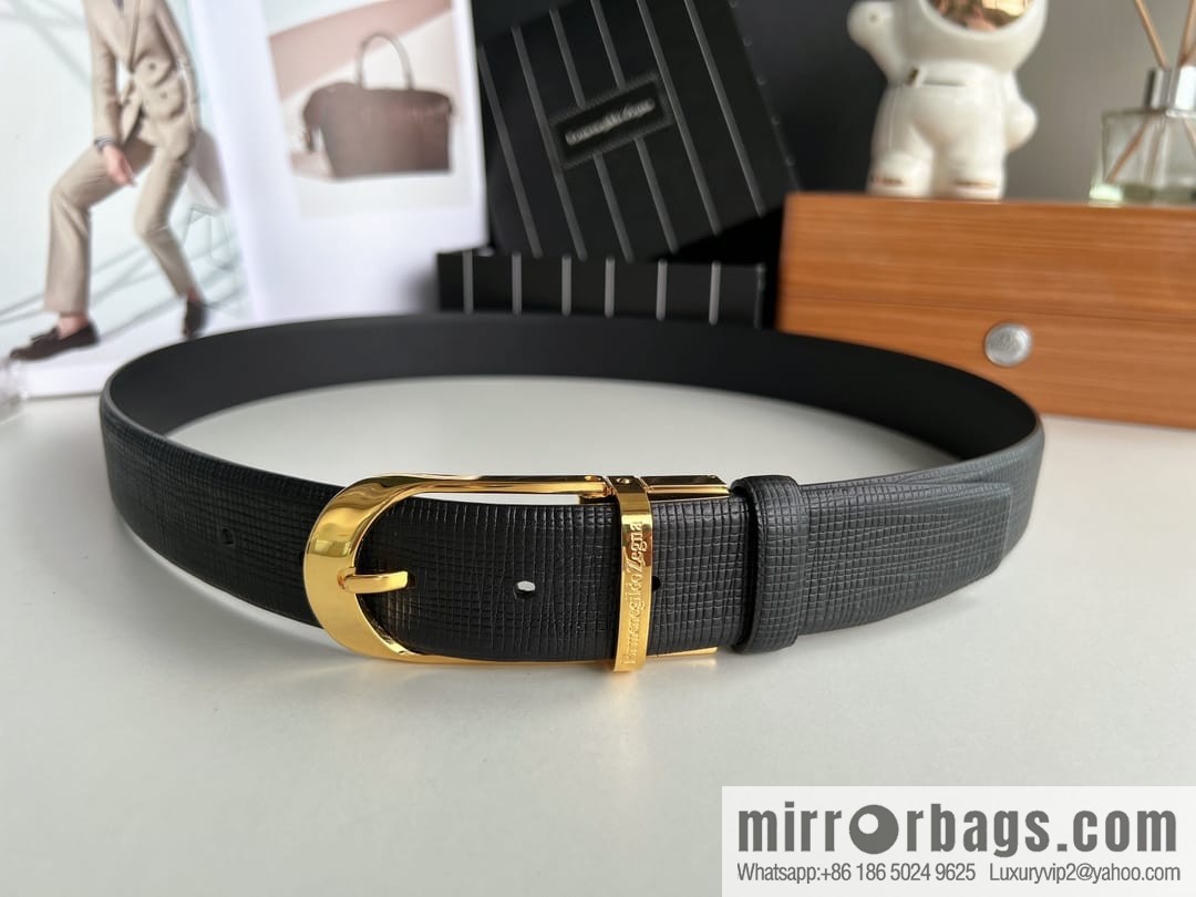 Ermengildo. Zein Italian Zegna Men's Imported Cowhide Cross Textured Belt 3.5cm