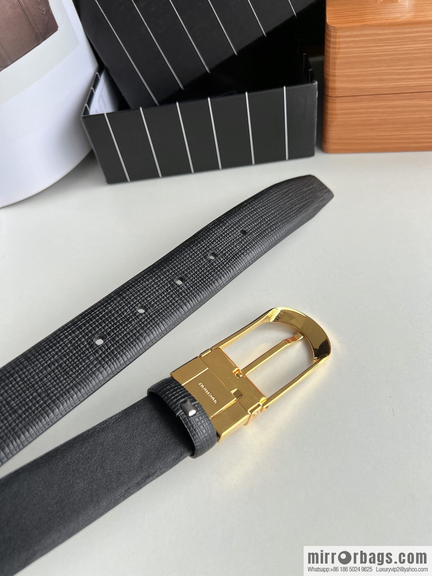 Ermengildo. Zein Italian Zegna Men's Imported Cowhide Cross Textured Belt 3.5cm