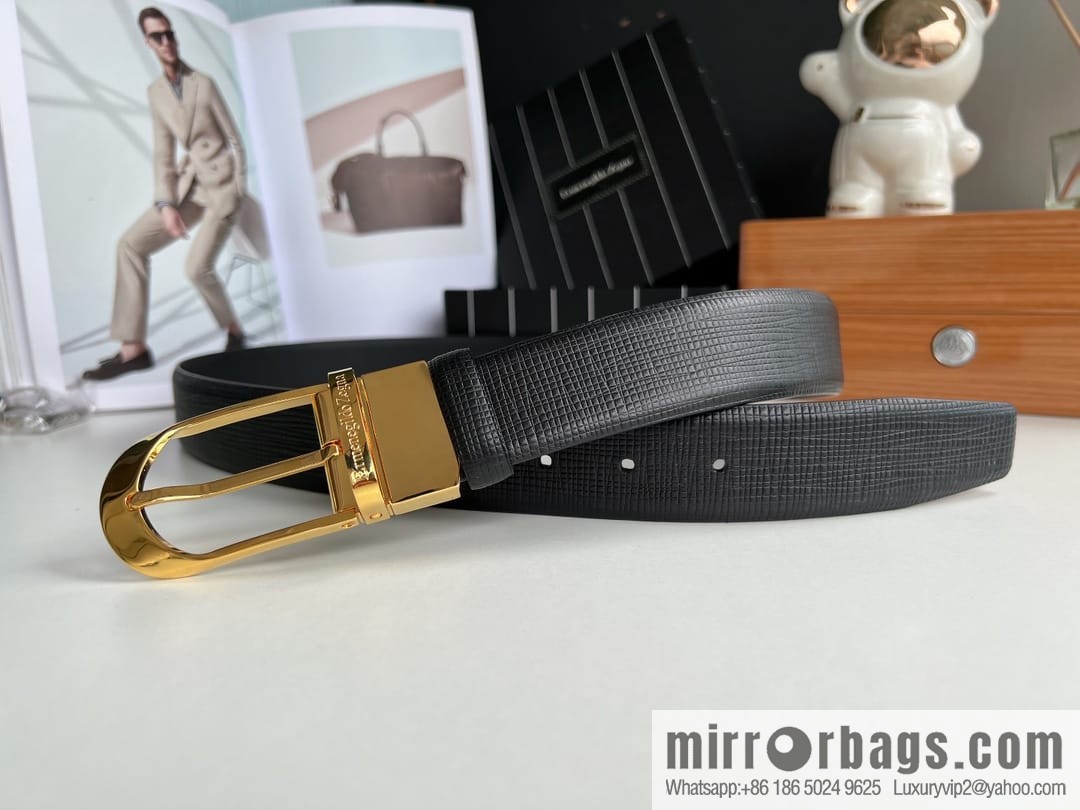 Ermengildo. Zein Italian Zegna Men's Imported Cowhide Cross Textured Belt 3.5cm