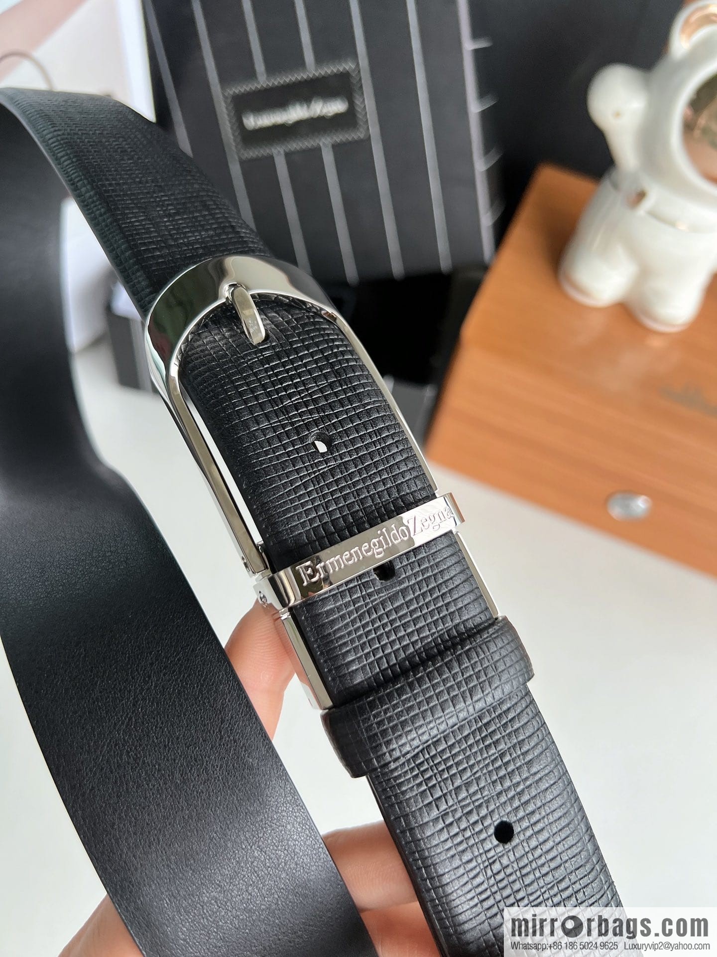 Ermengildo. Zein Italian Zegna Men's Imported Cowhide Cross Textured Belt 3.5cm