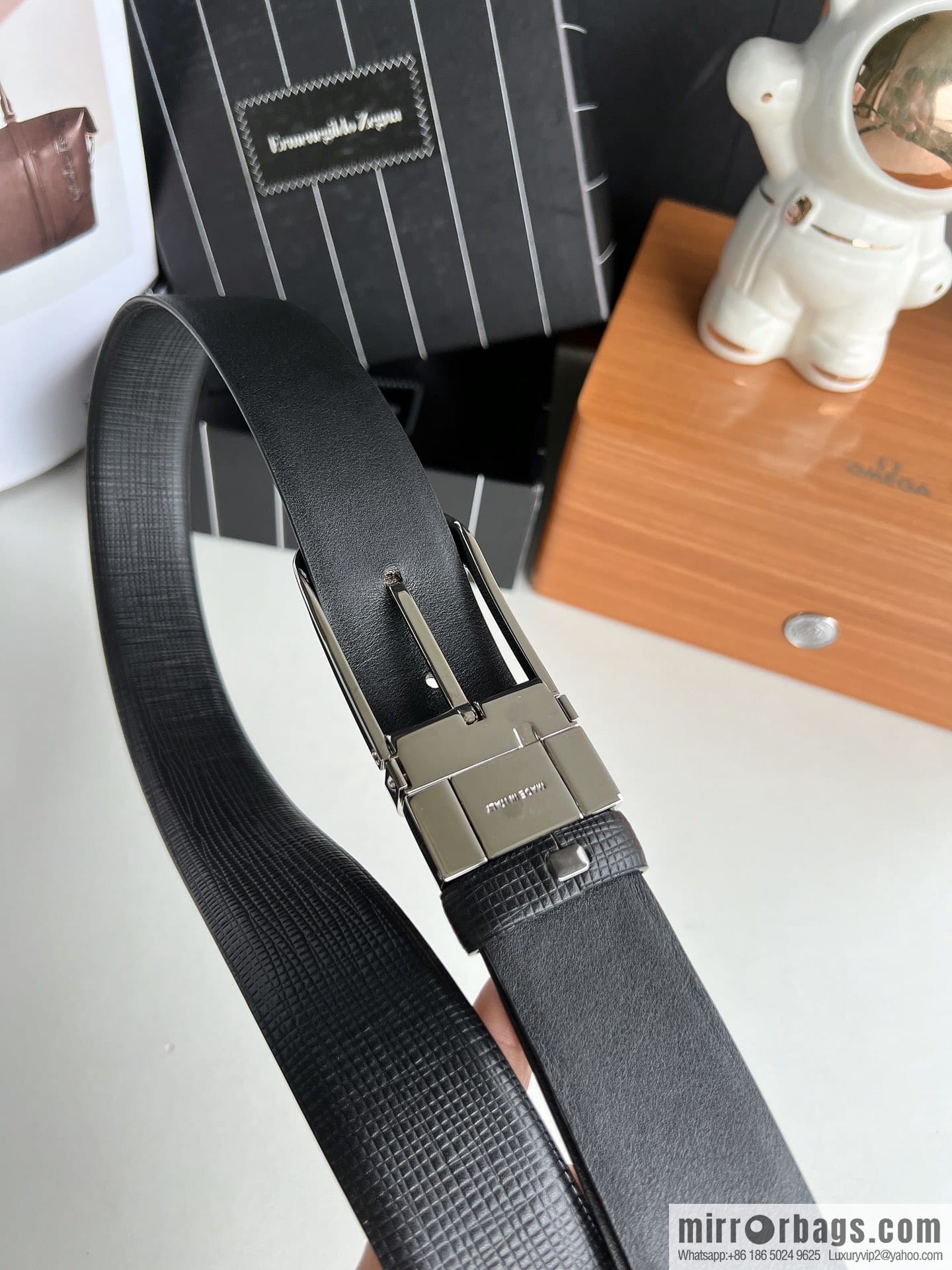 Ermengildo. Zein Italian Zegna Men's Imported Cowhide Cross Textured Belt 3.5cm