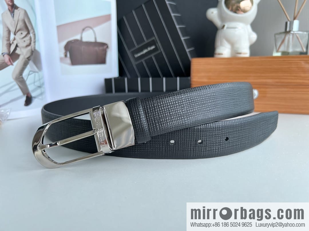 Ermengildo. Zein Italian Zegna Men's Imported Cowhide Cross Textured Belt 3.5cm
