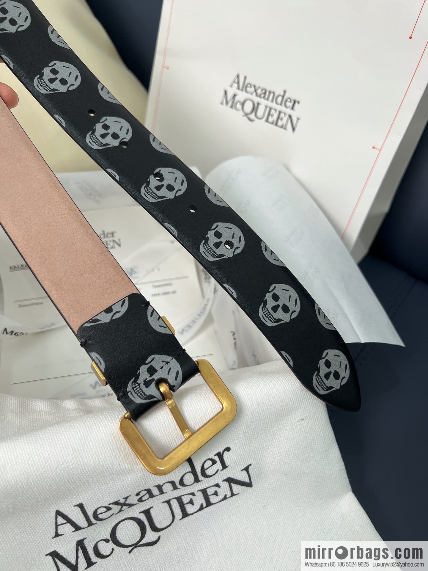 Alexander McQueen, gold-filled belt marked metal buckle women's belt