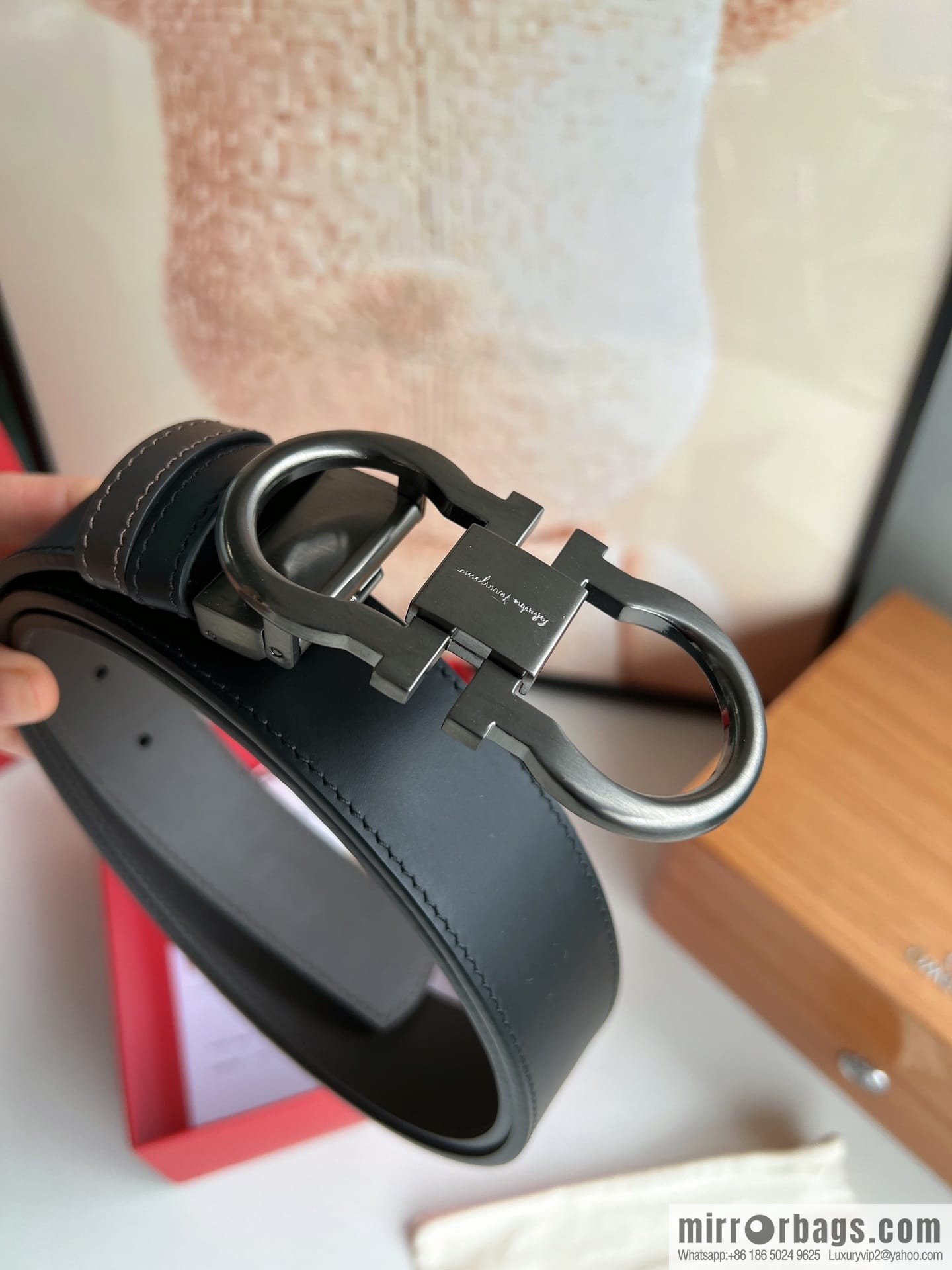 Ferragamo Ferragamo, boutique 8-character counter version metal buckle men's 3.5cm belt