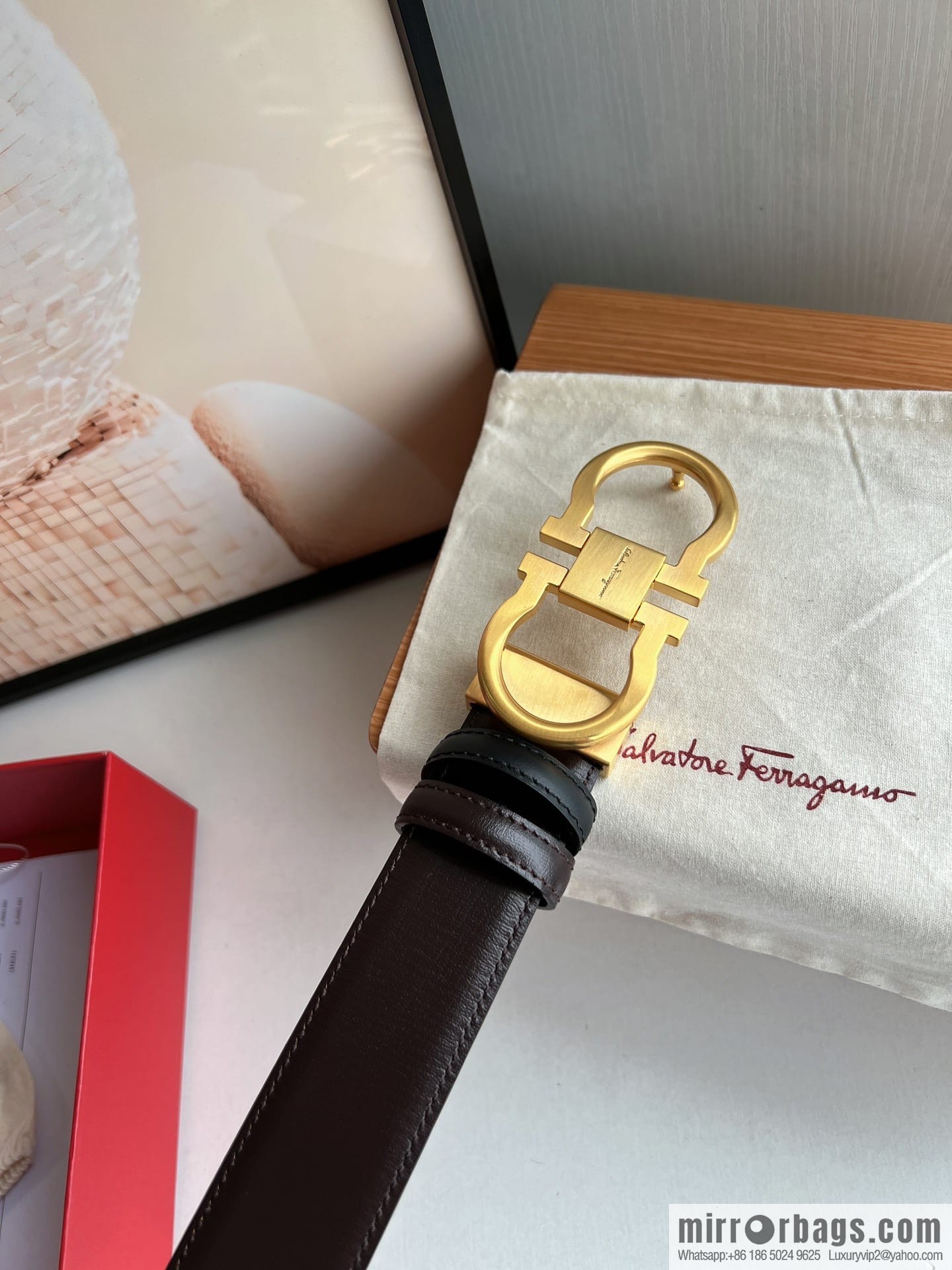 Ferragamo Ferragamo, boutique 8-character counter version metal buckle men's 3.5cm belt