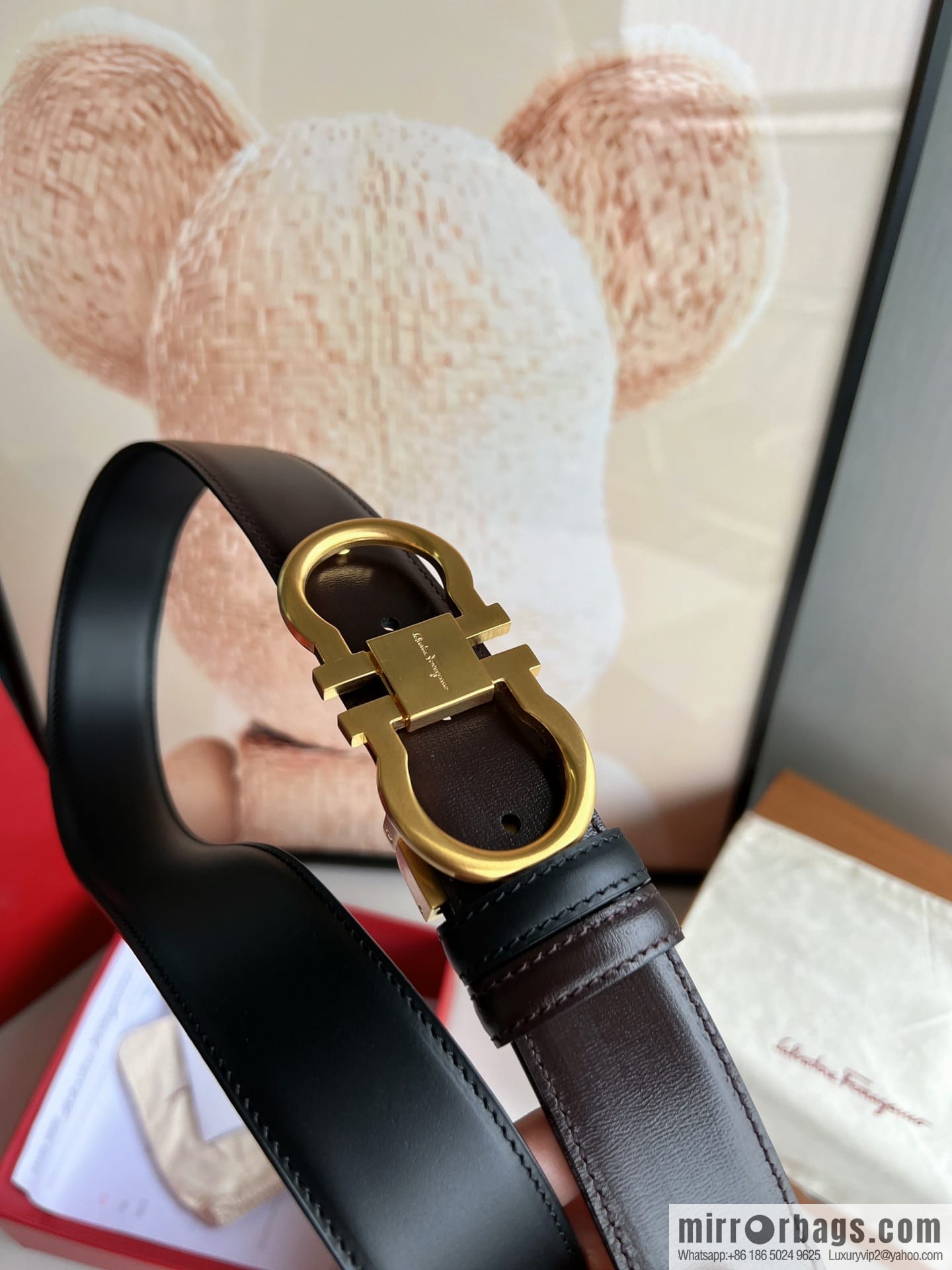 Ferragamo Ferragamo, boutique 8-character counter version metal buckle men's 3.5cm belt