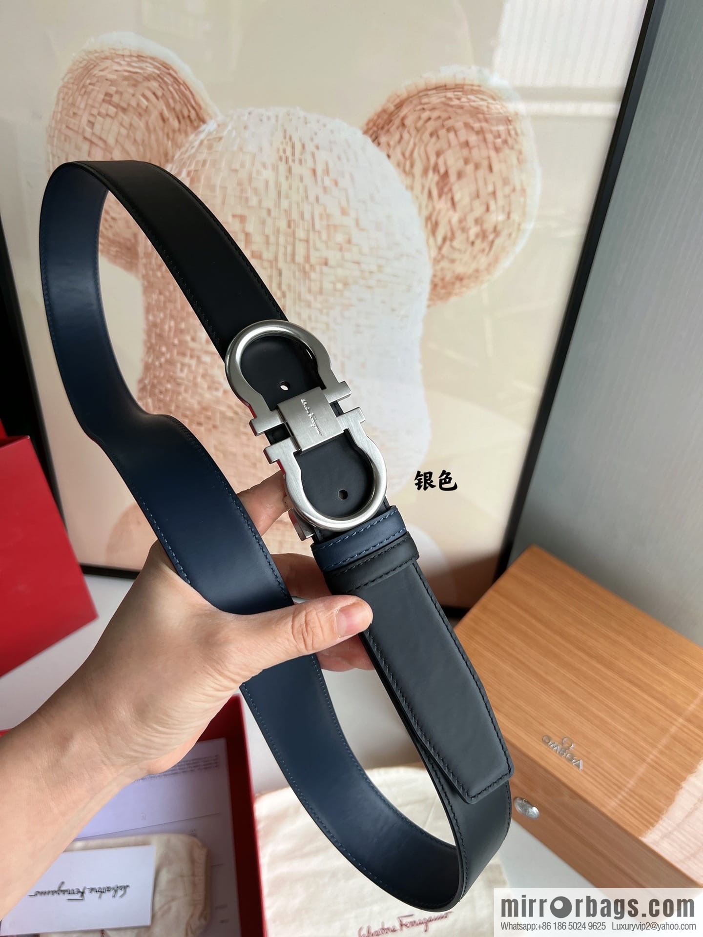 Ferragamo Ferragamo, boutique 8-character counter version metal buckle men's 3.5cm belt