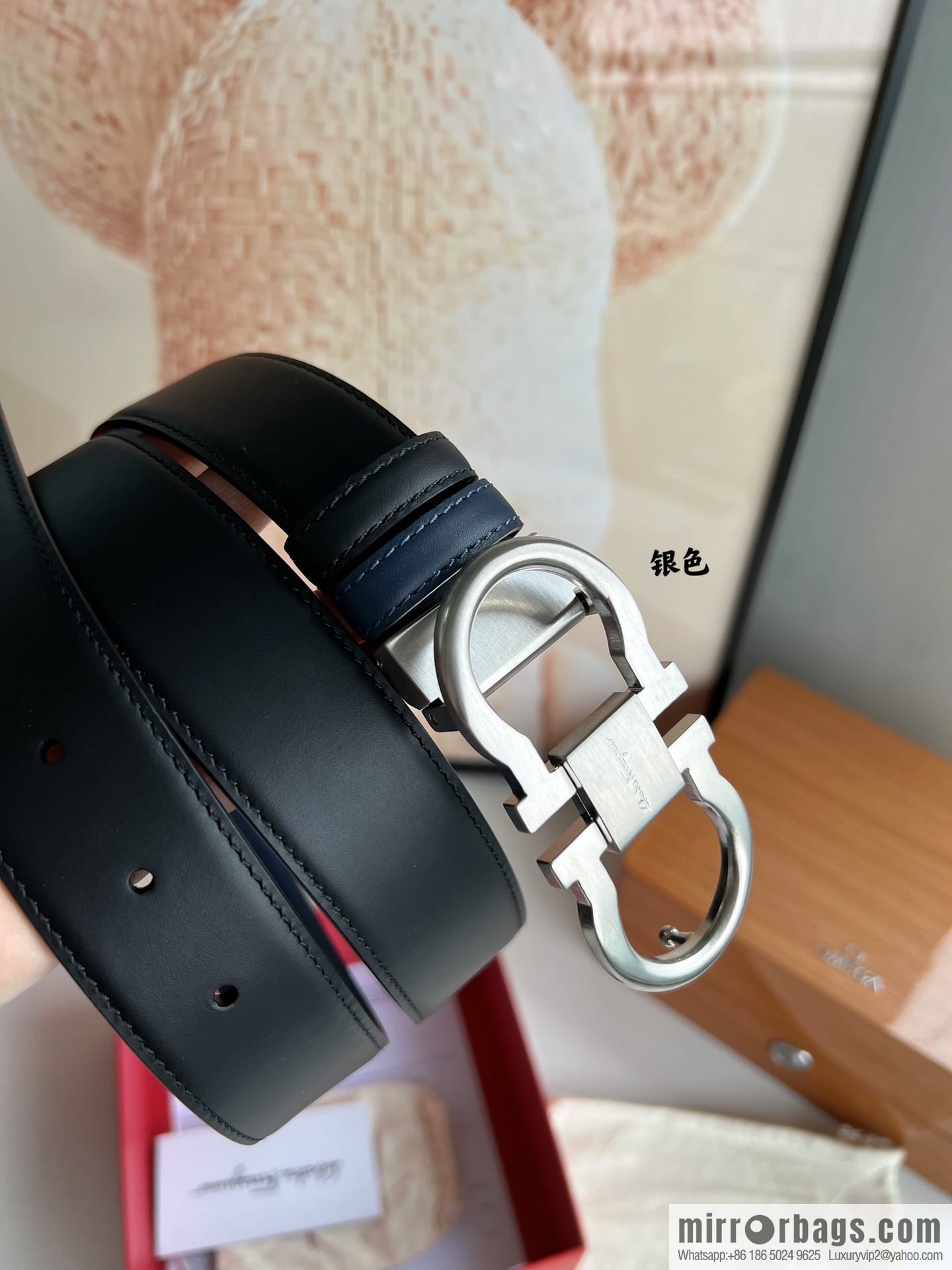 Ferragamo Ferragamo, boutique 8-character counter version metal buckle men's 3.5cm belt