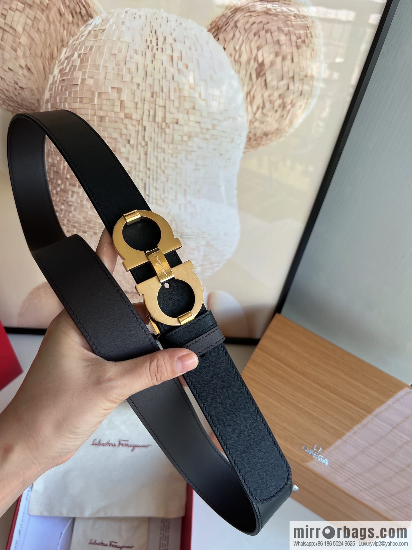 Ferragamo Ferragamo, Stainless Steel Figure 8 Metal Clip Buckle Men's 3.5cm Belt