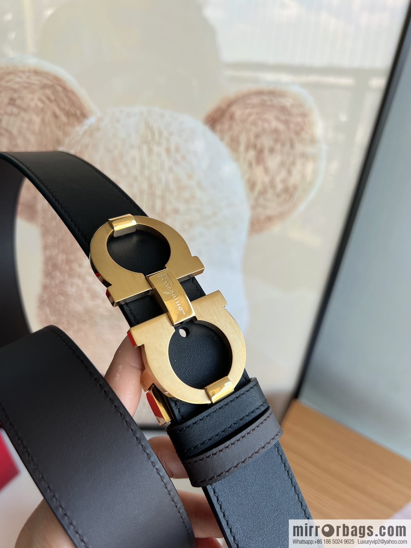 Ferragamo Ferragamo, Stainless Steel Figure 8 Metal Clip Buckle Men's 3.5cm Belt