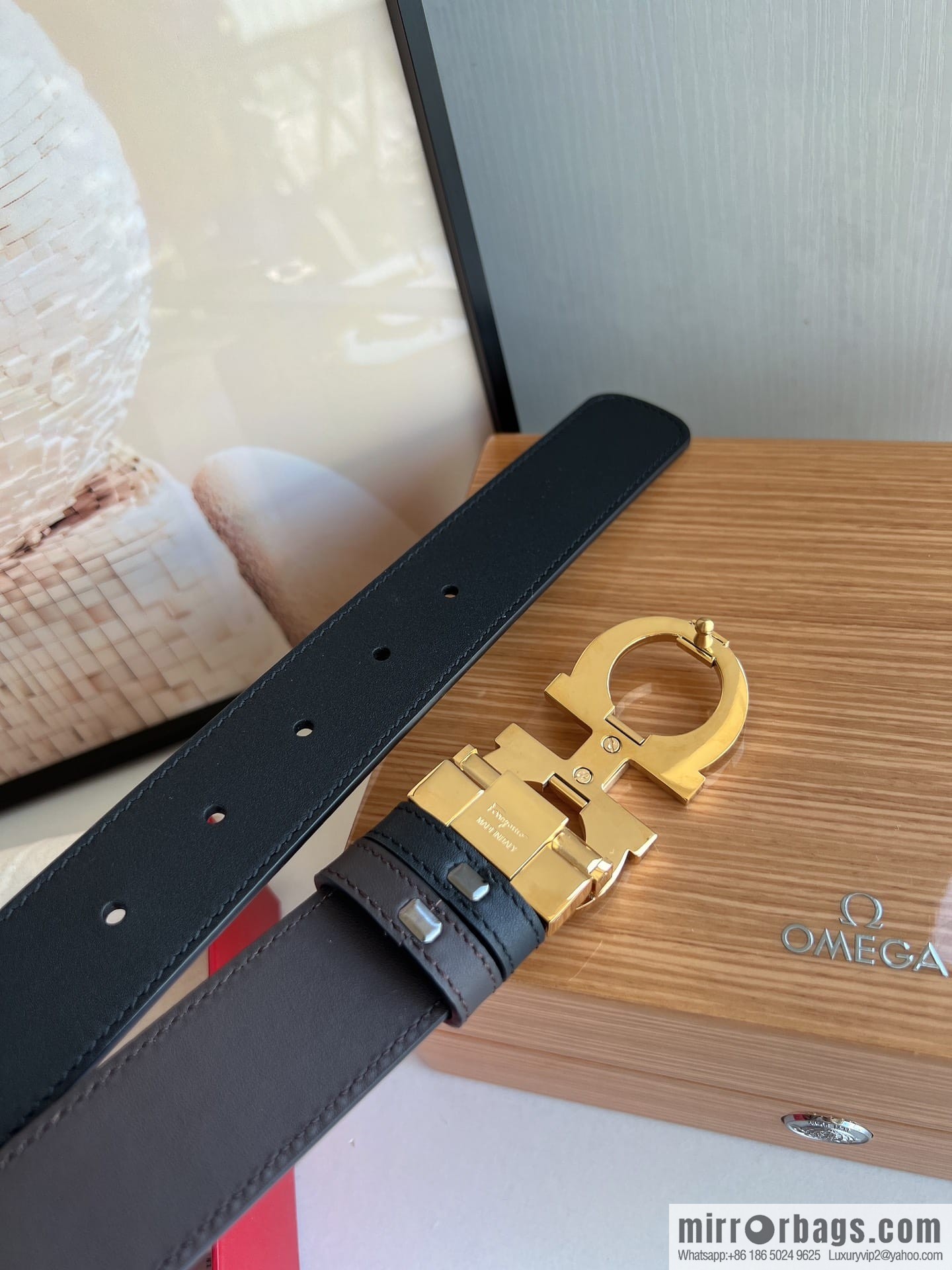 Ferragamo Ferragamo, Stainless Steel Figure 8 Metal Clip Buckle Men's 3.5cm Belt