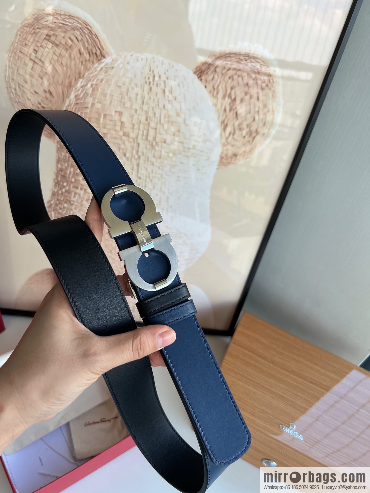 Ferragamo Ferragamo, Stainless Steel Figure 8 Metal Clip Buckle Men's 3.5cm Belt