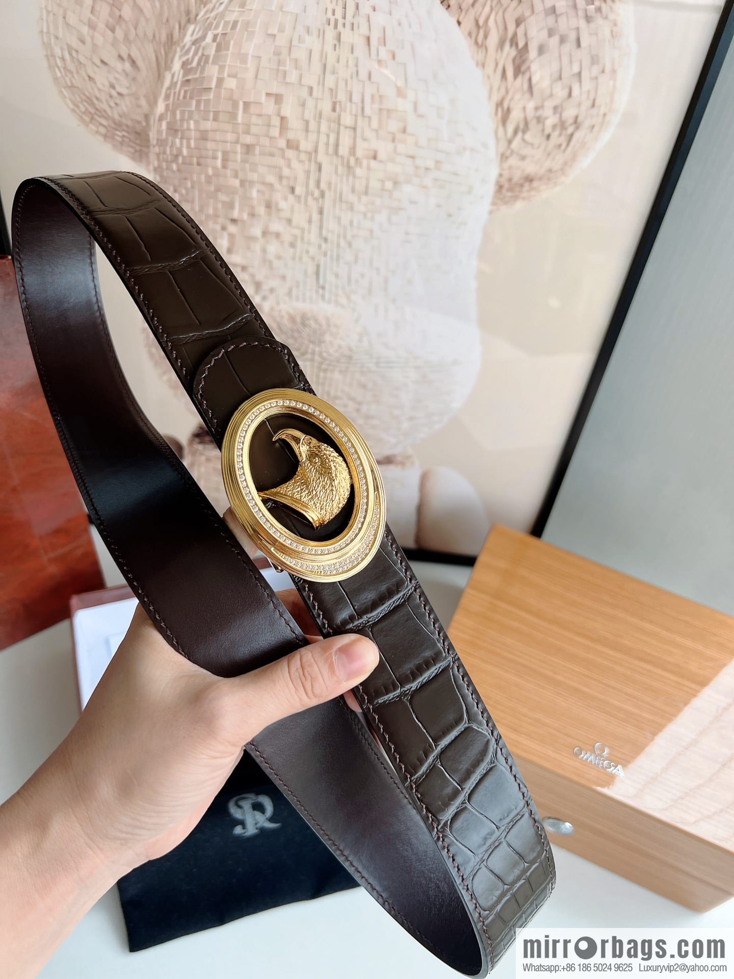 Stefano. Ricci Stephen, Stainless Steel Hand Engraved Craft Eagle Head Men's 3.8cm Belt