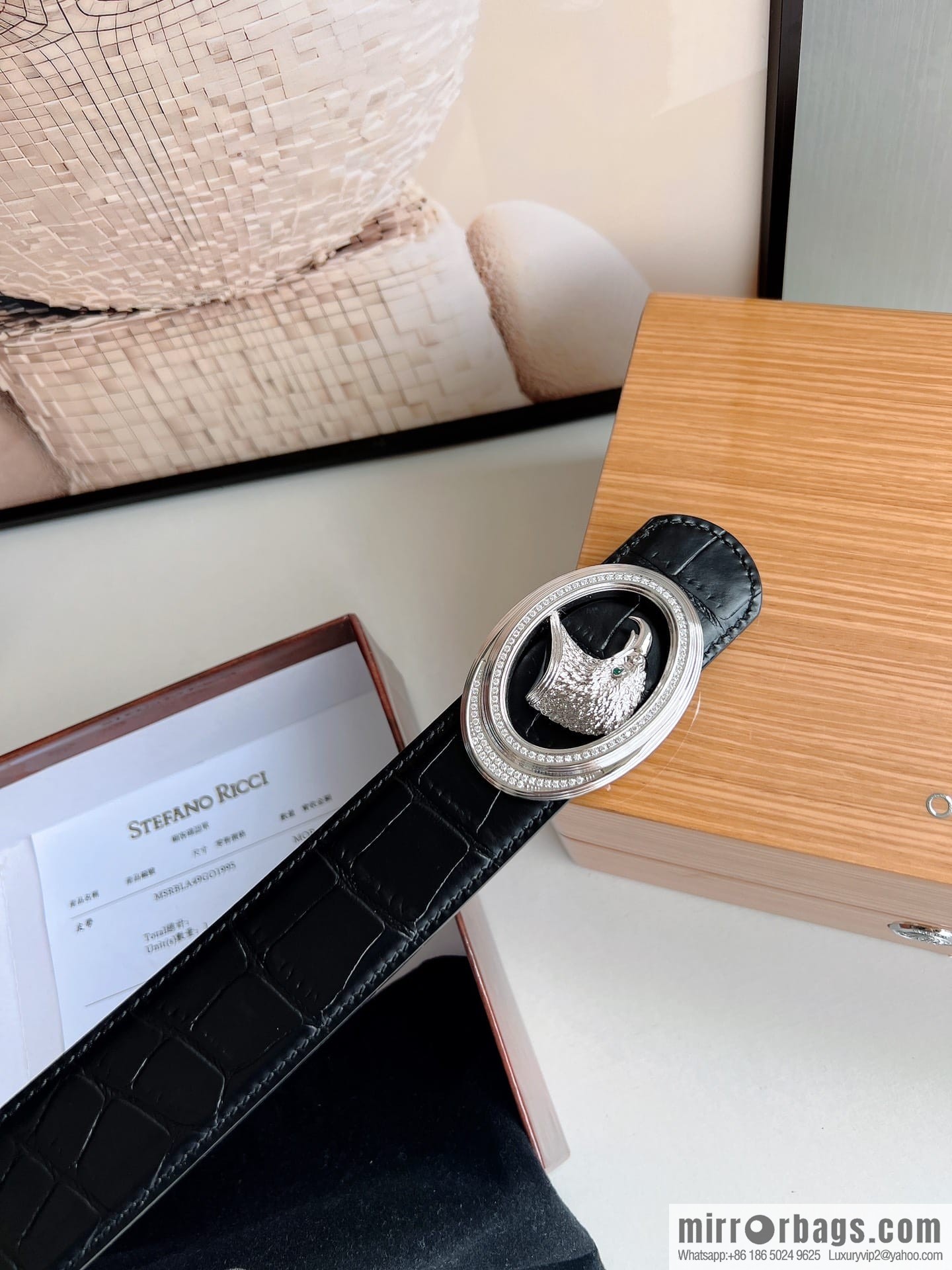 Stefano. Ricci Stephen, Stainless Steel Hand Engraved Craft Eagle Head Men's 3.8cm Belt