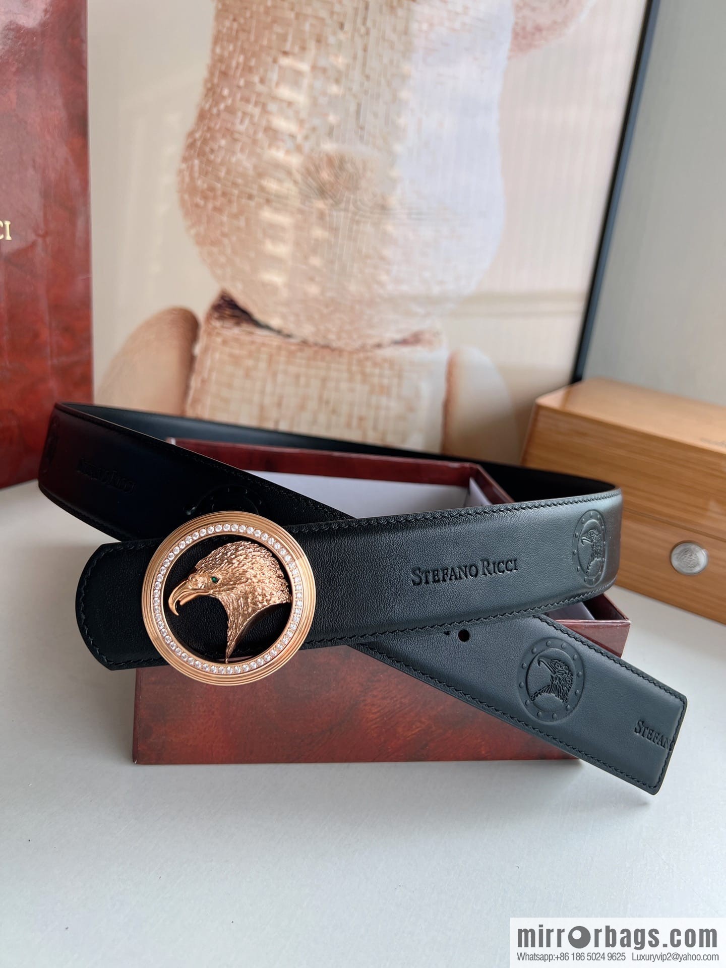 Stefano. Ricci Stephen, Selected Cowhide Press Textured Belt 3.8cm