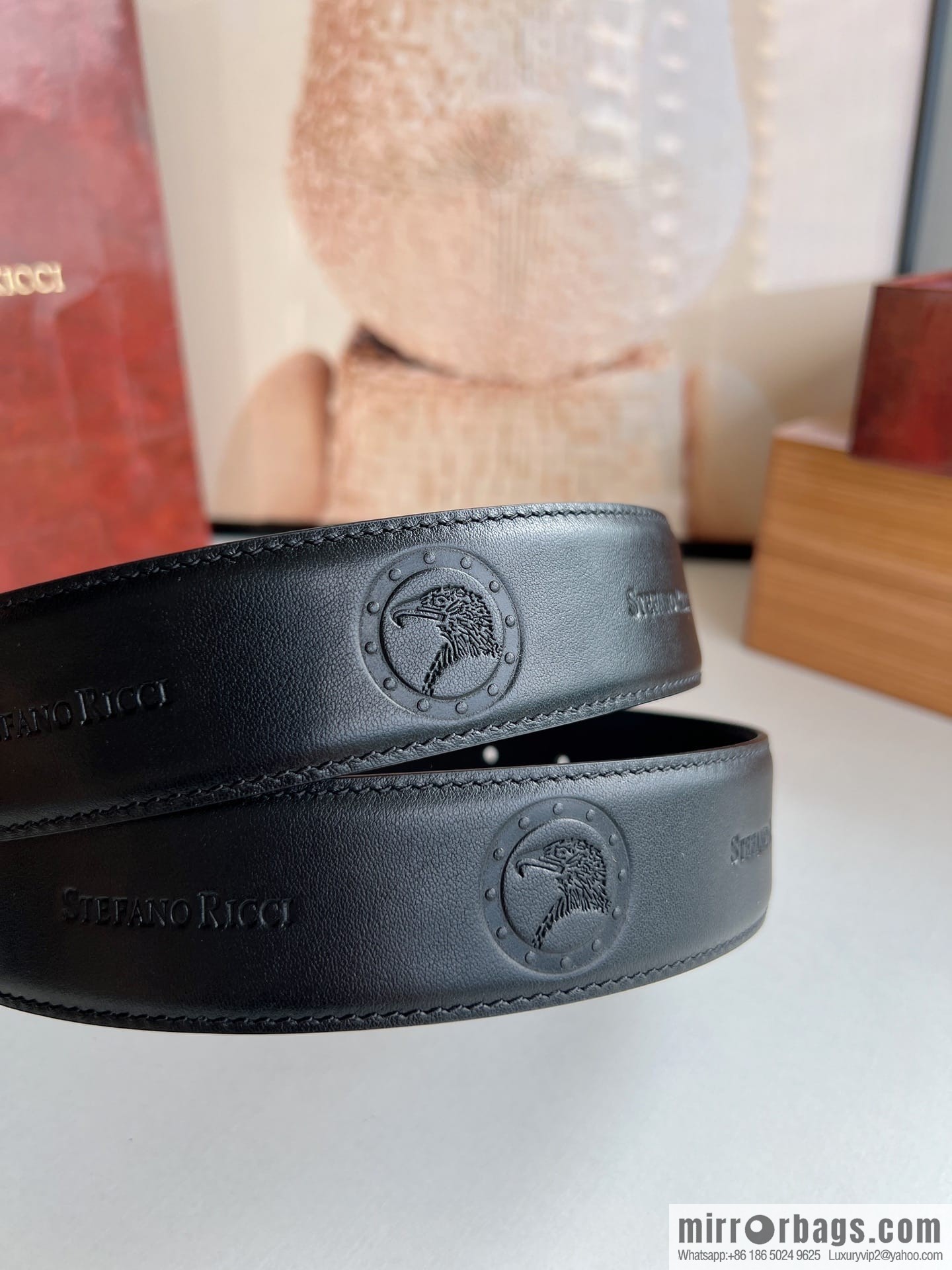 Stefano. Ricci Stephen, Selected Cowhide Press Textured Belt 3.8cm